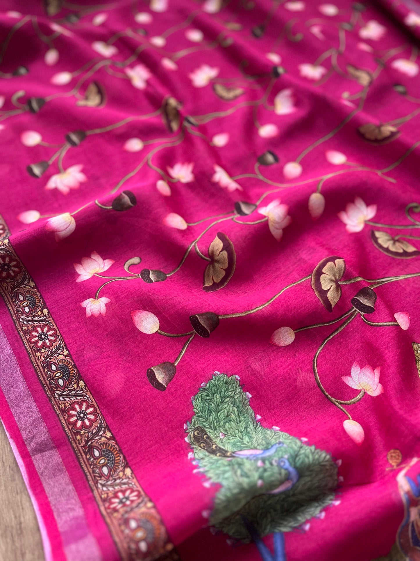 Printed Silk Rani Dupatta