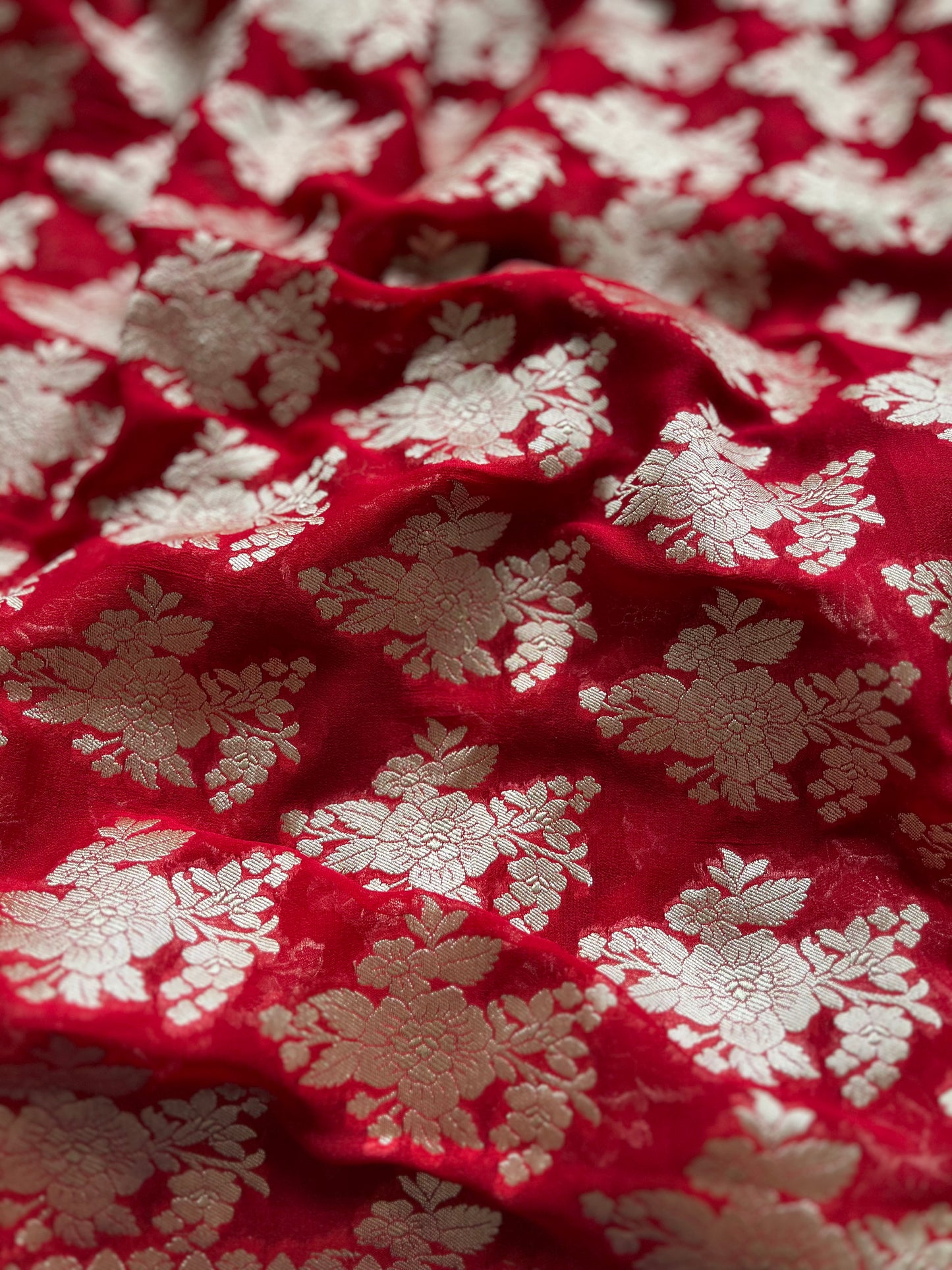 Red Khaddi Floral Dupatta
