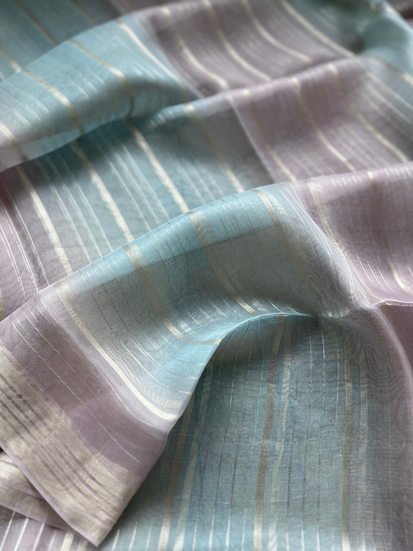 Kora Stripes Dupatta (Blue-Lavender)