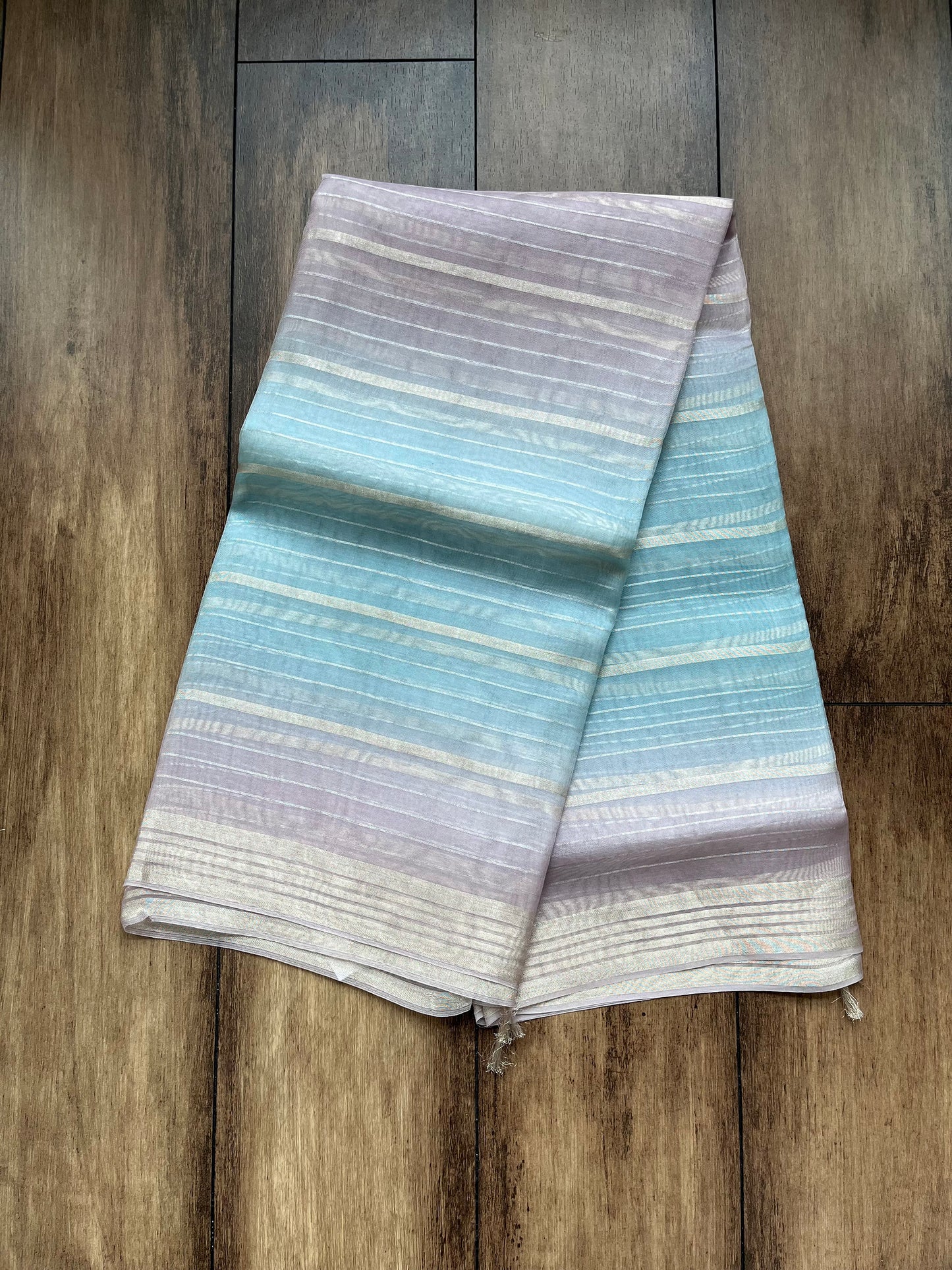 Kora Stripes Dupatta (Blue-Lavender)