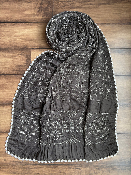 Gajji Rai Dana Dark Grey Bandhej Dupatta