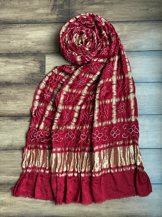 Gajji Gharchola Rai Dana Red Bandhej Dupatta