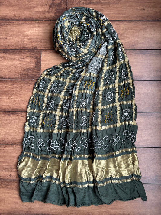 Gajji Gharchola Ombre Green-Grey Bandhej Dupatta