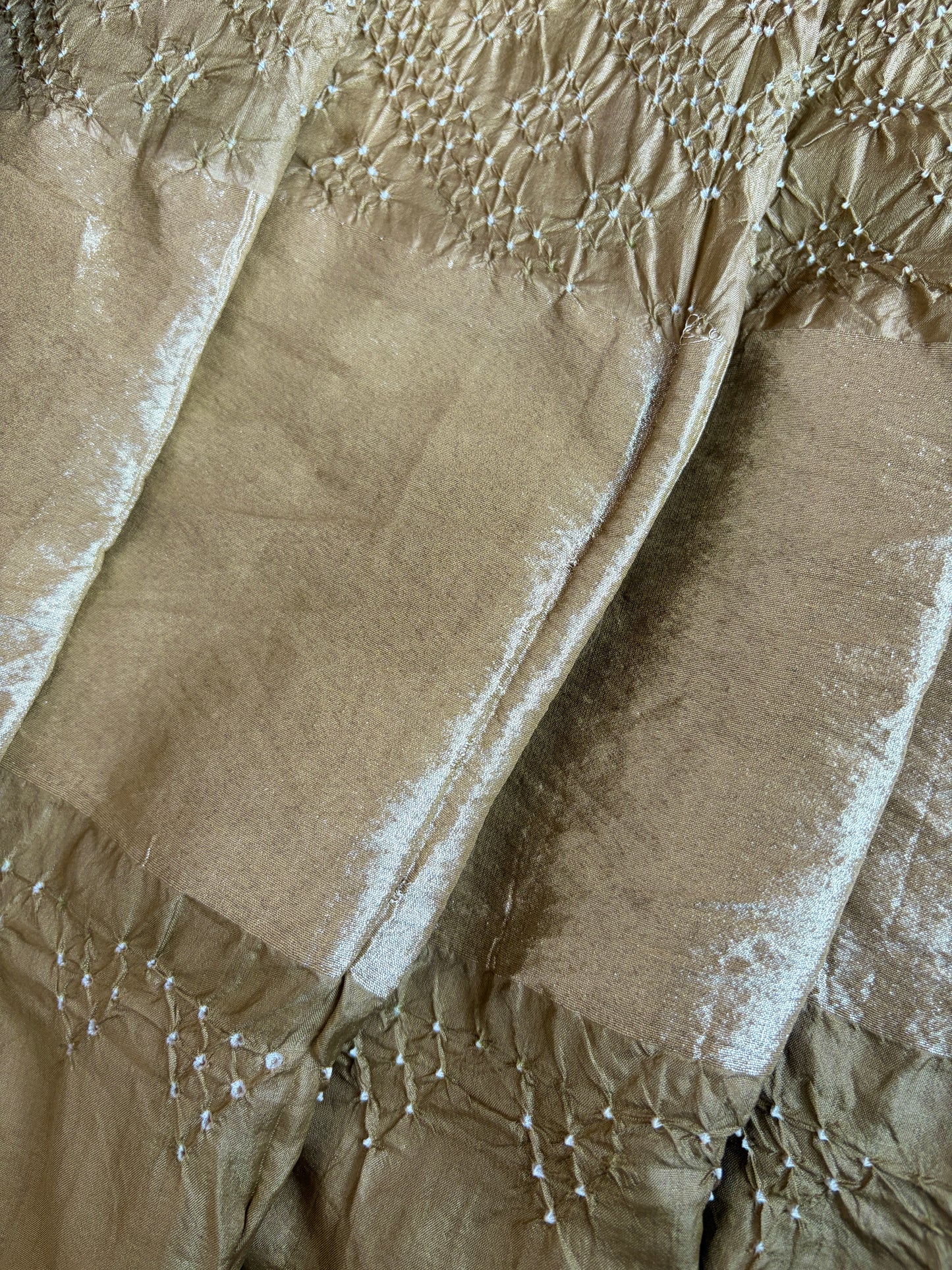 Ombre Brown-Mehendi Green Katan Silk Bandhej Dupatta