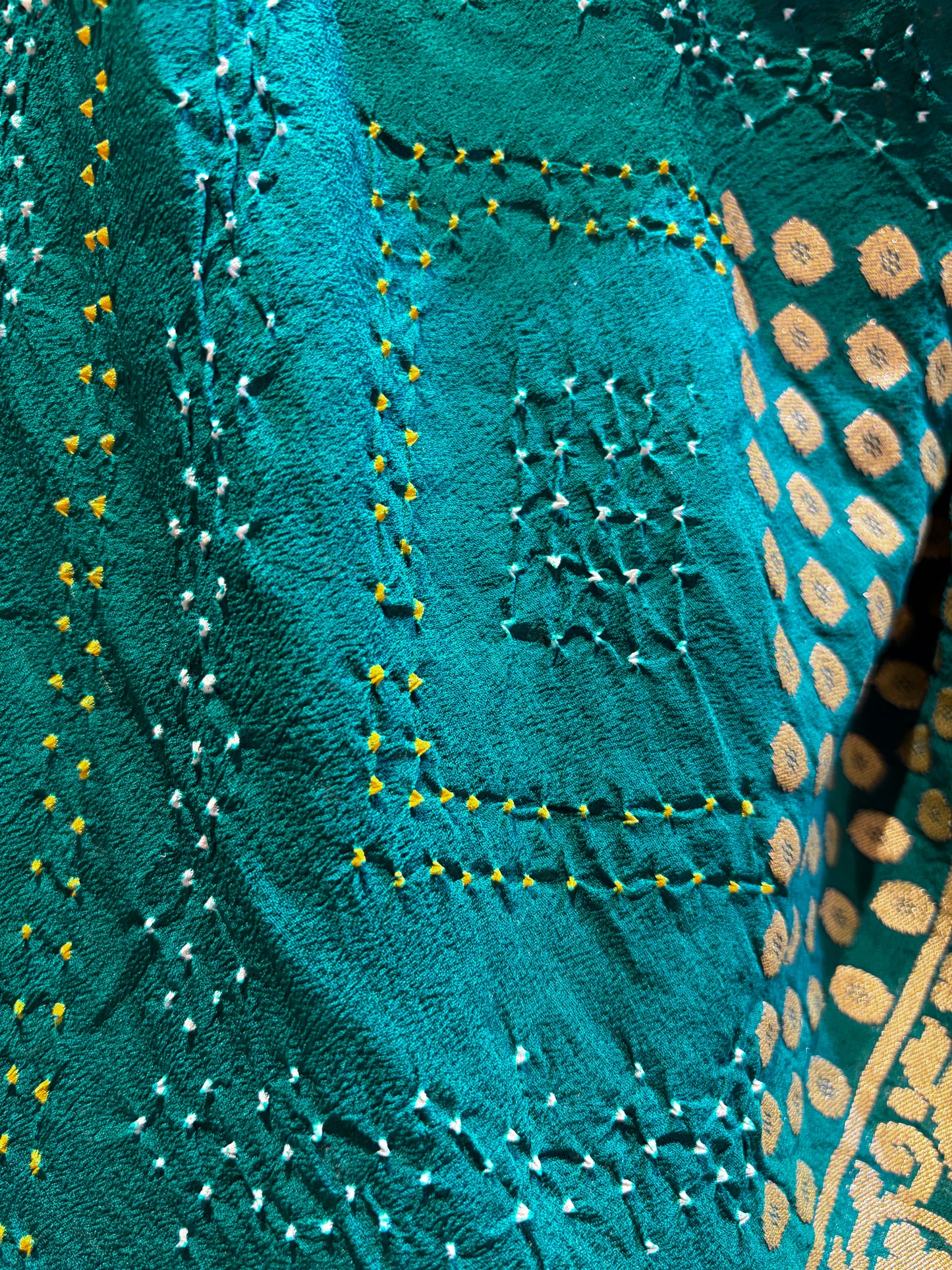 Georgette Rai Dana Teal Bandhej Dupatta