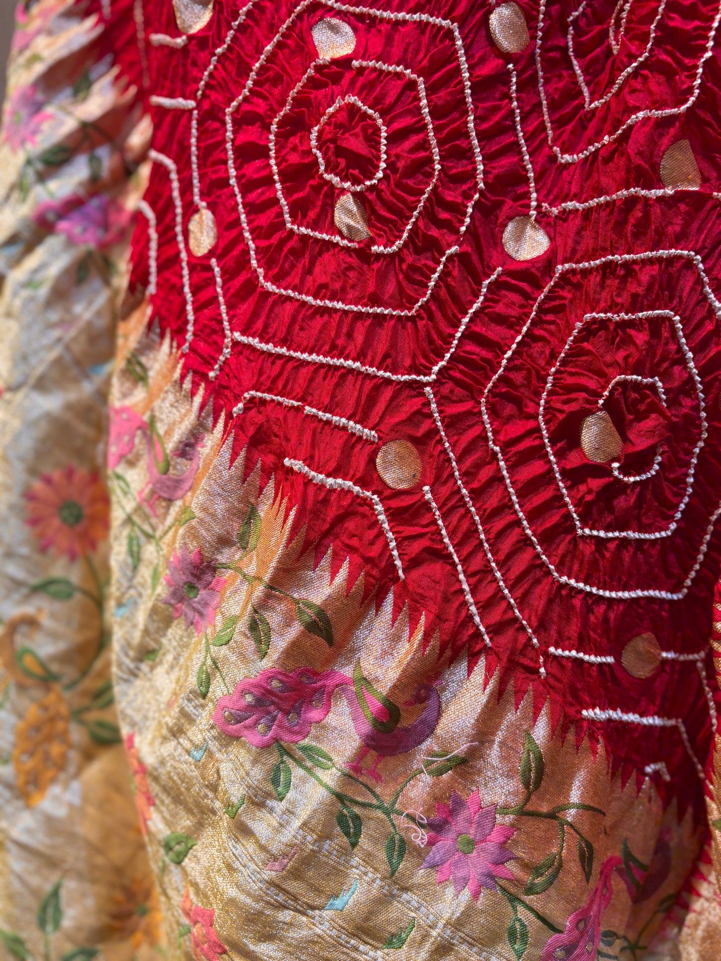 Katan Paithani Red-White Rai Dana Dupatta