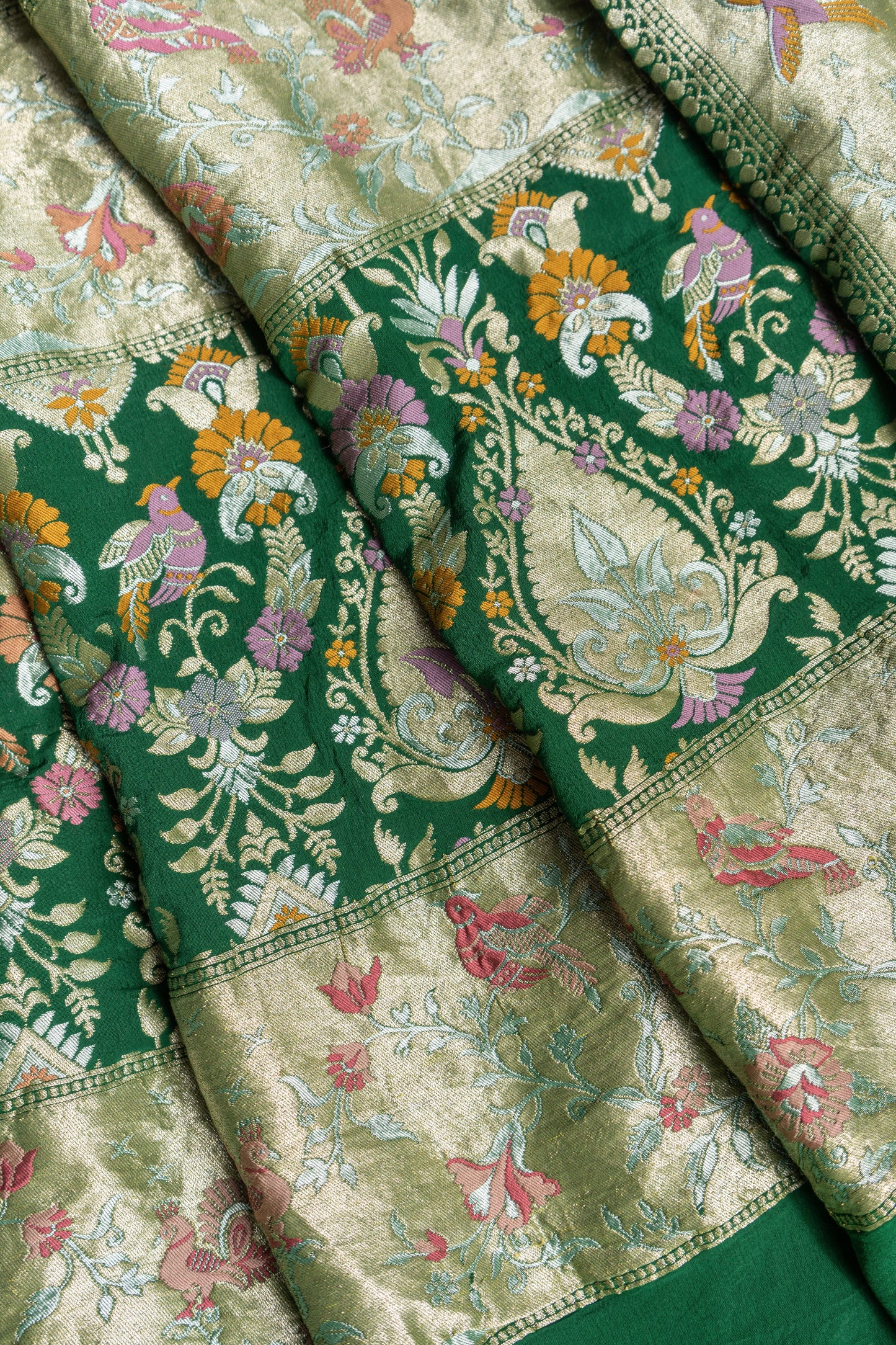 Georgette Figure Boota Meenakari Bandhej Green Dupatta