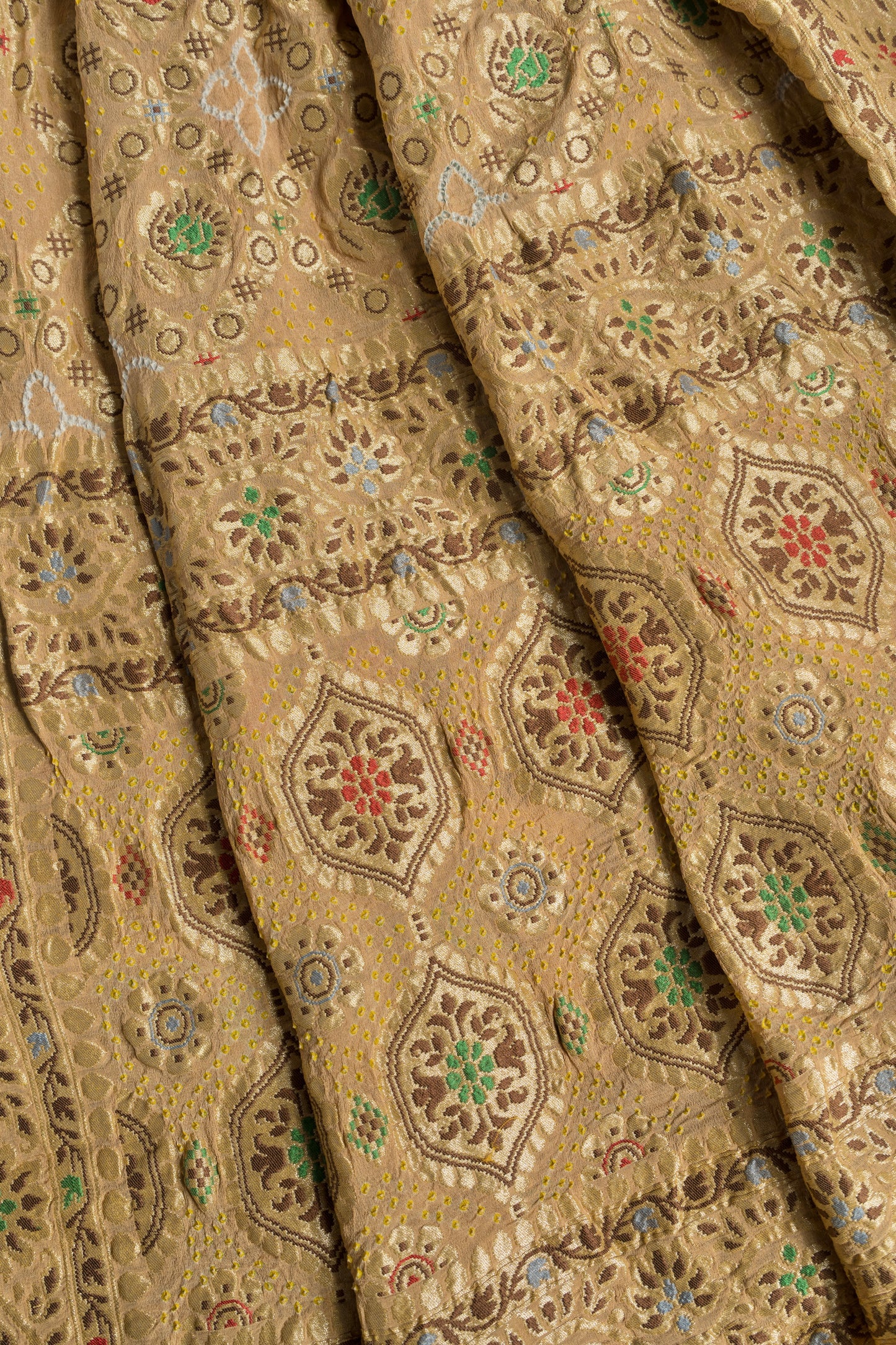 Georgette Patola Rai Dana Tusser Brown Bandhej Dupatta
