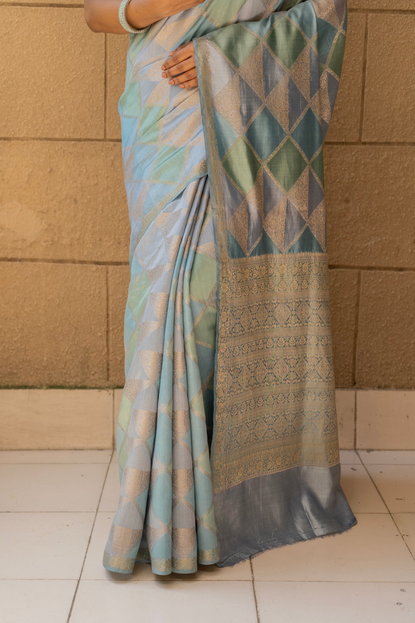 Shades of Blue Chiniya Silk Saree