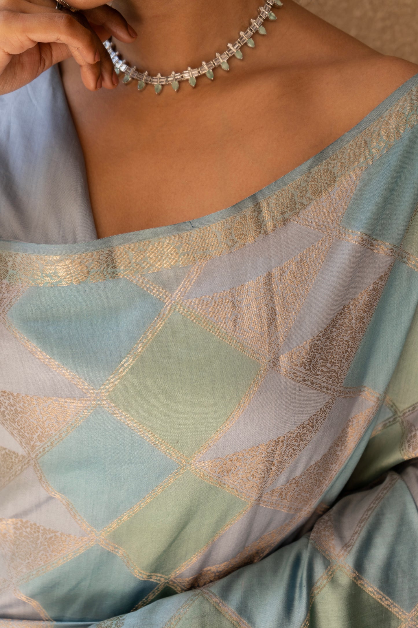 Shades of Blue Chiniya Silk Saree
