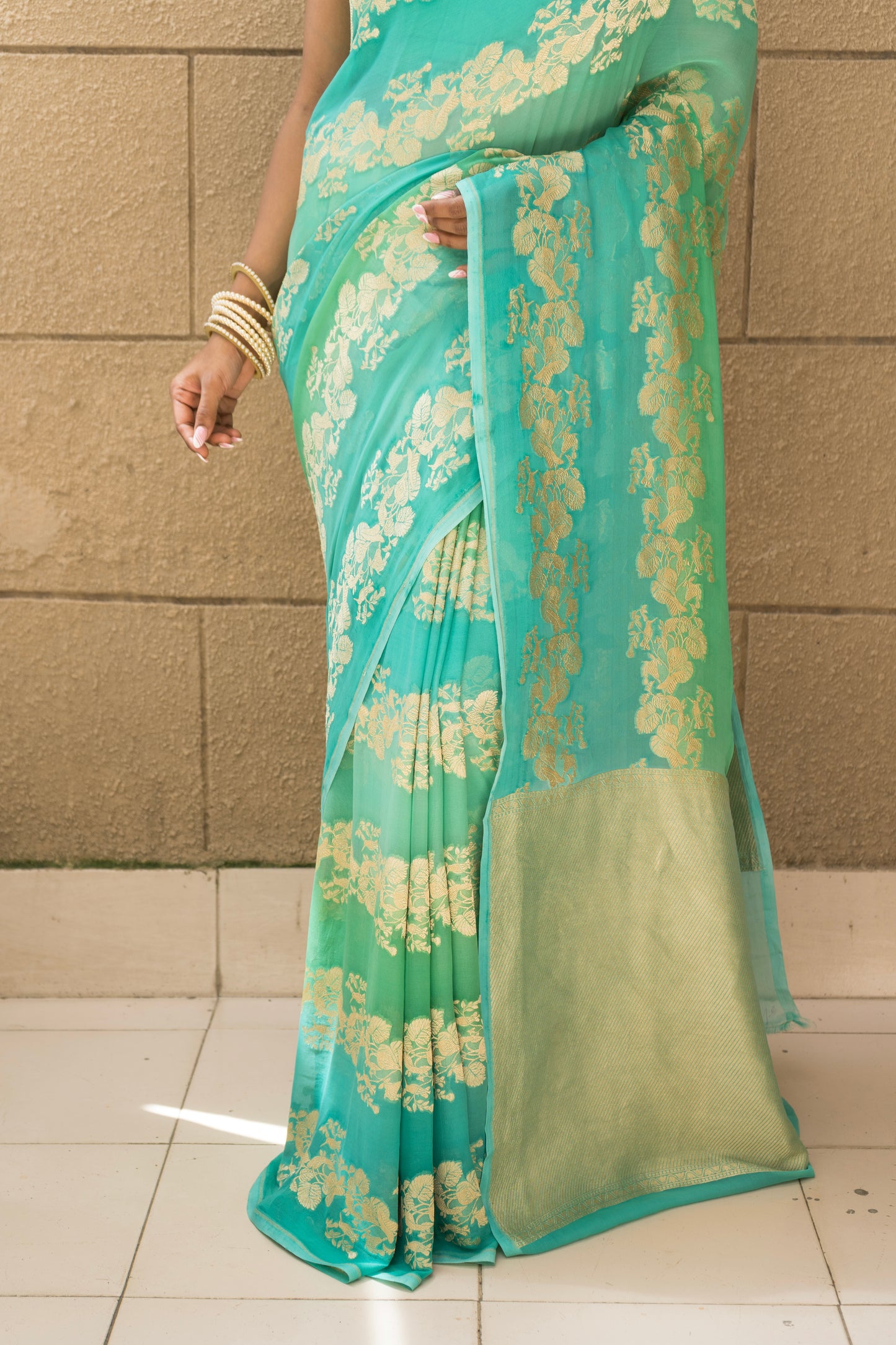 Shaded Shikargah Khaddi Georgette Saree