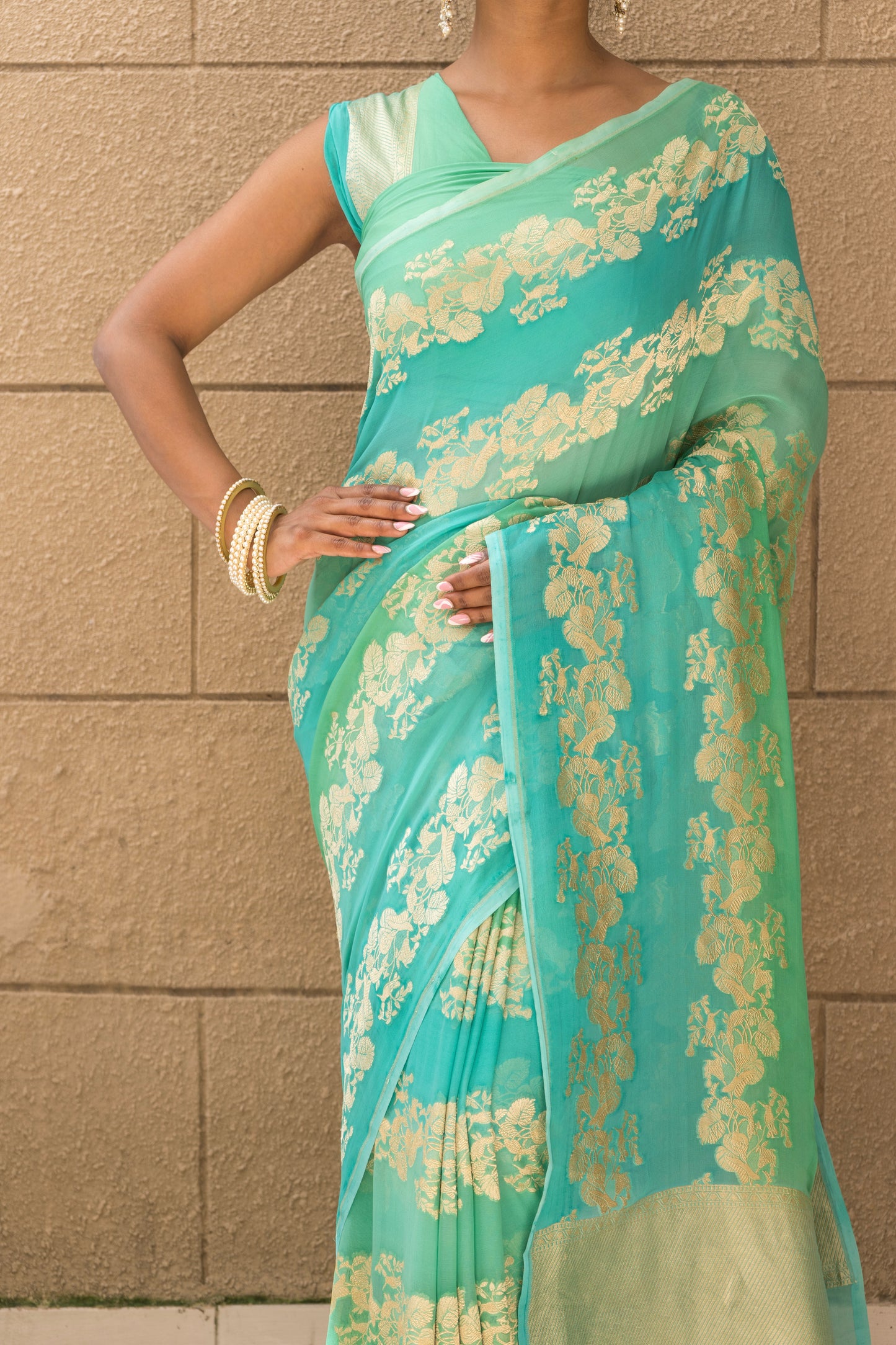 Shaded Shikargah Khaddi Georgette Saree