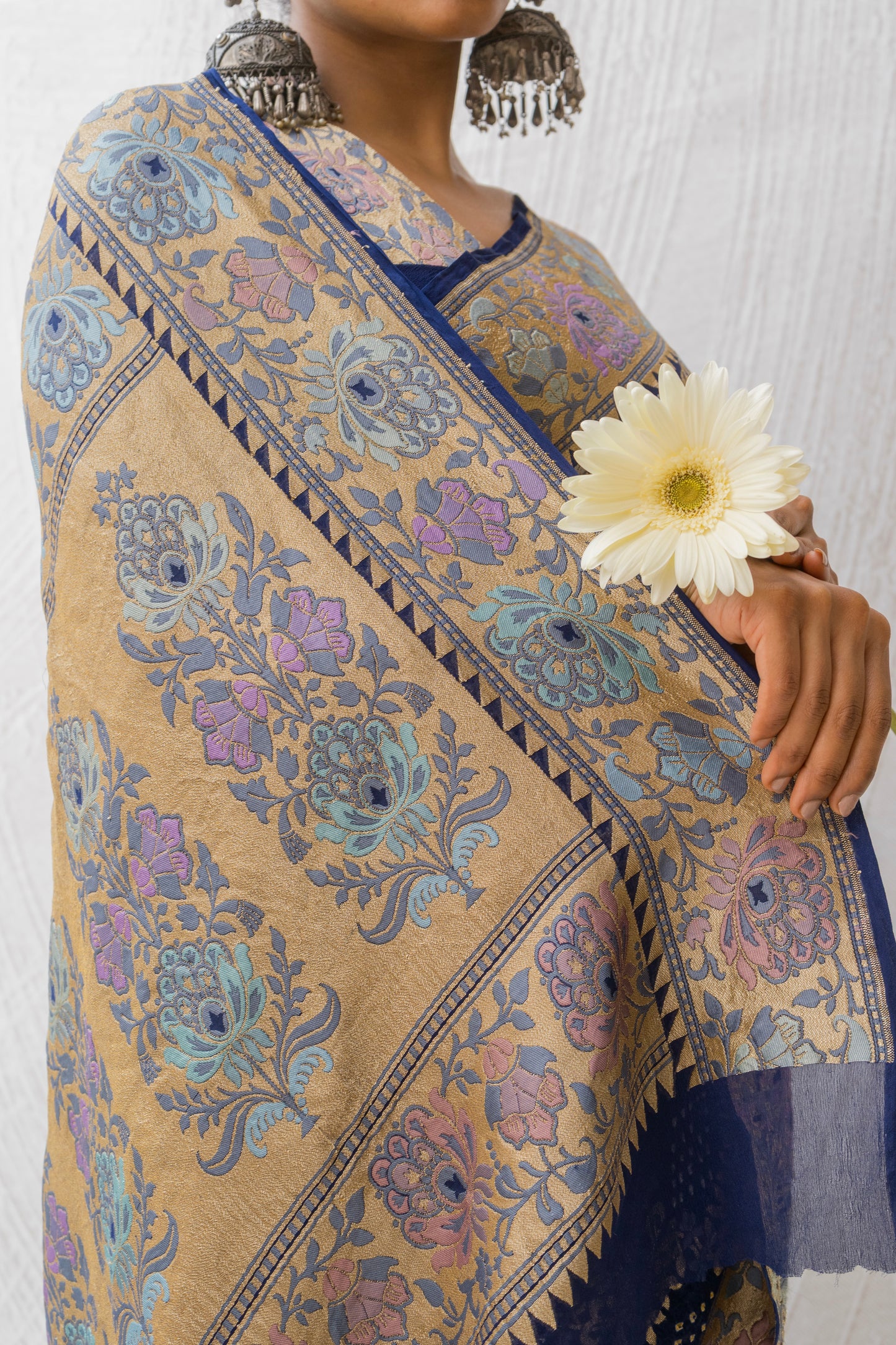Georgette Tilfi Meenakari Royal Blue Bandhej Saree