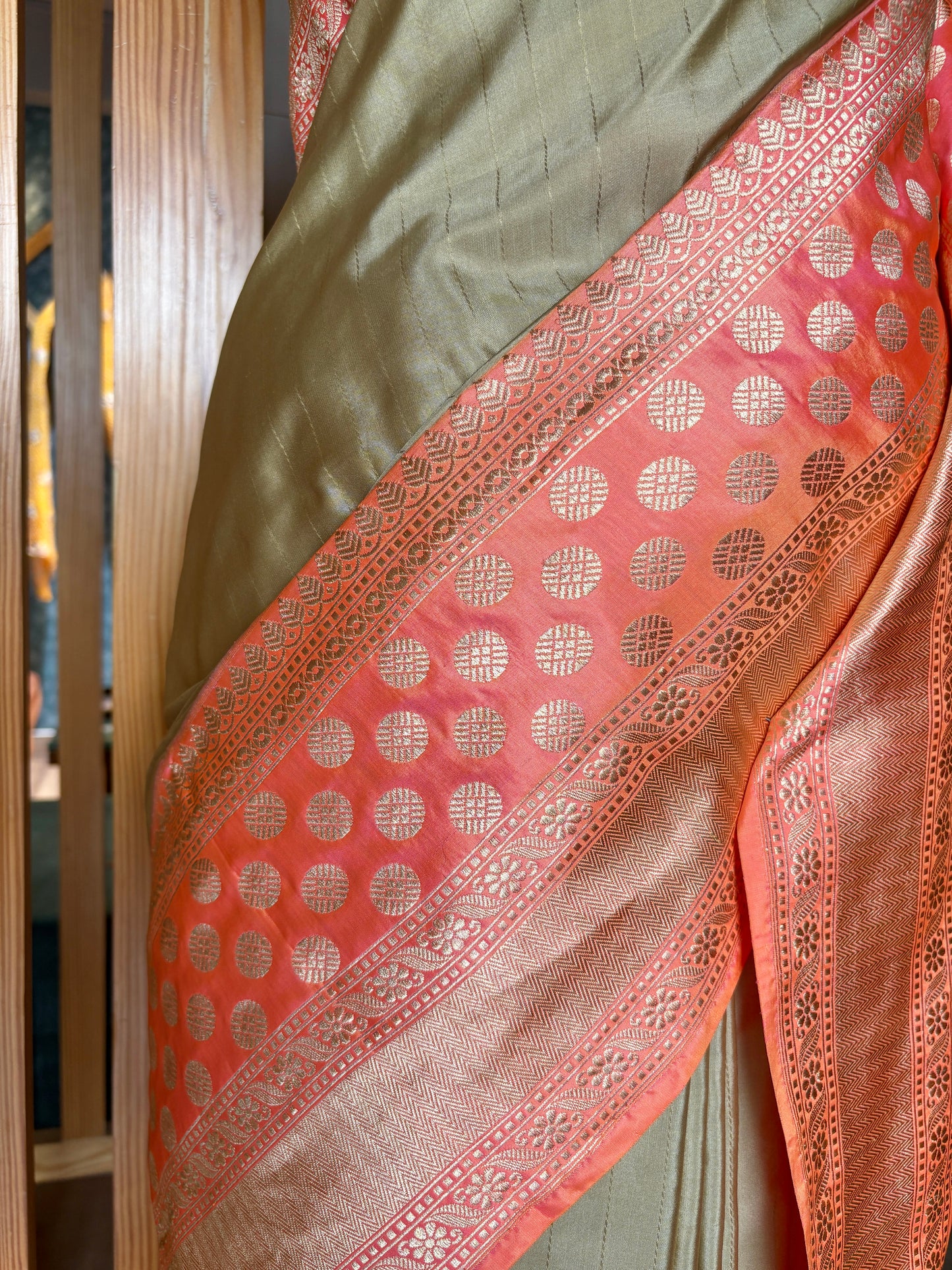 Katan Stripes Fluorescent Silk Saree