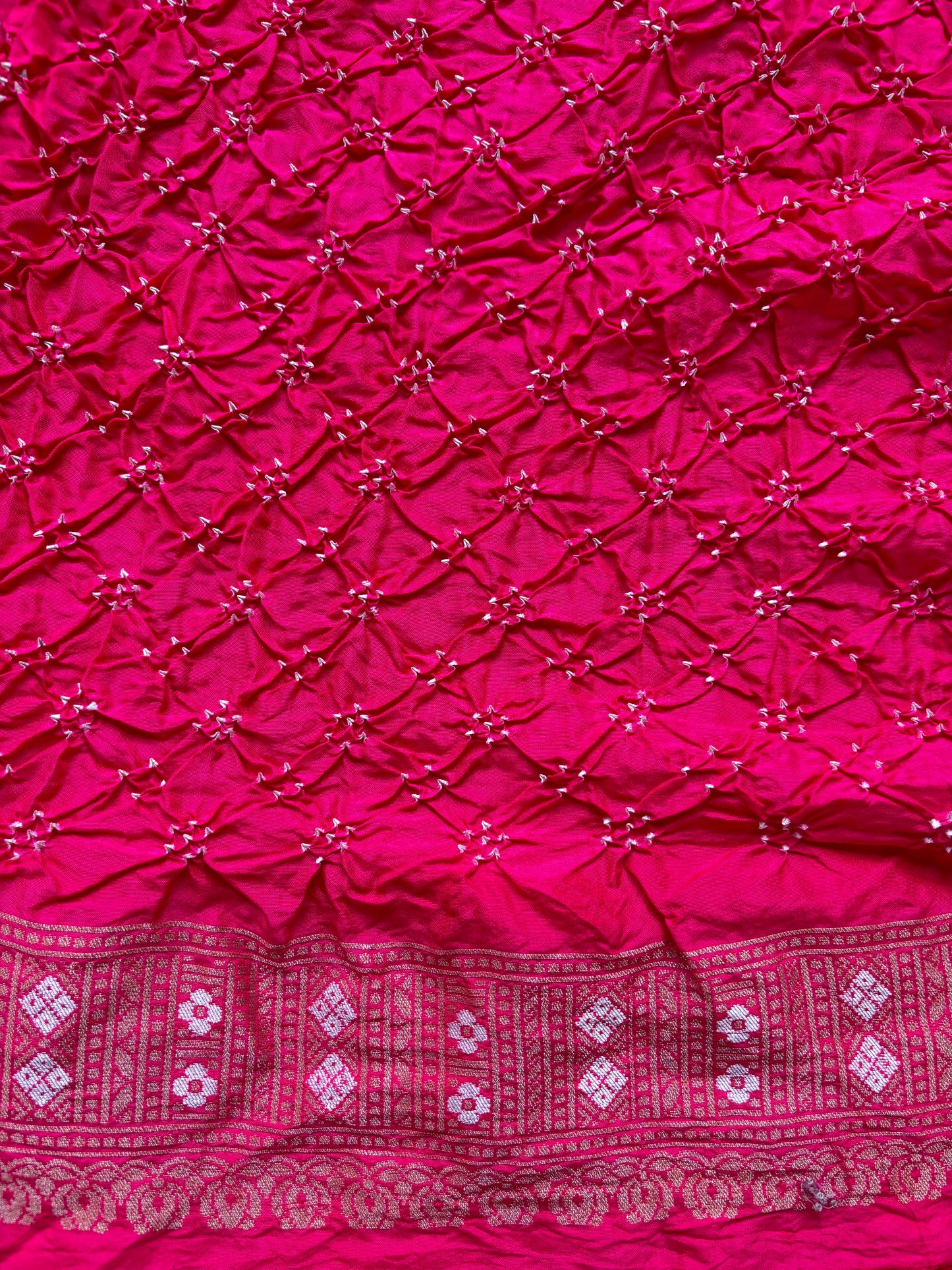 Paithani Patch Rai Dana Bandhej Saree (Hot Pink)