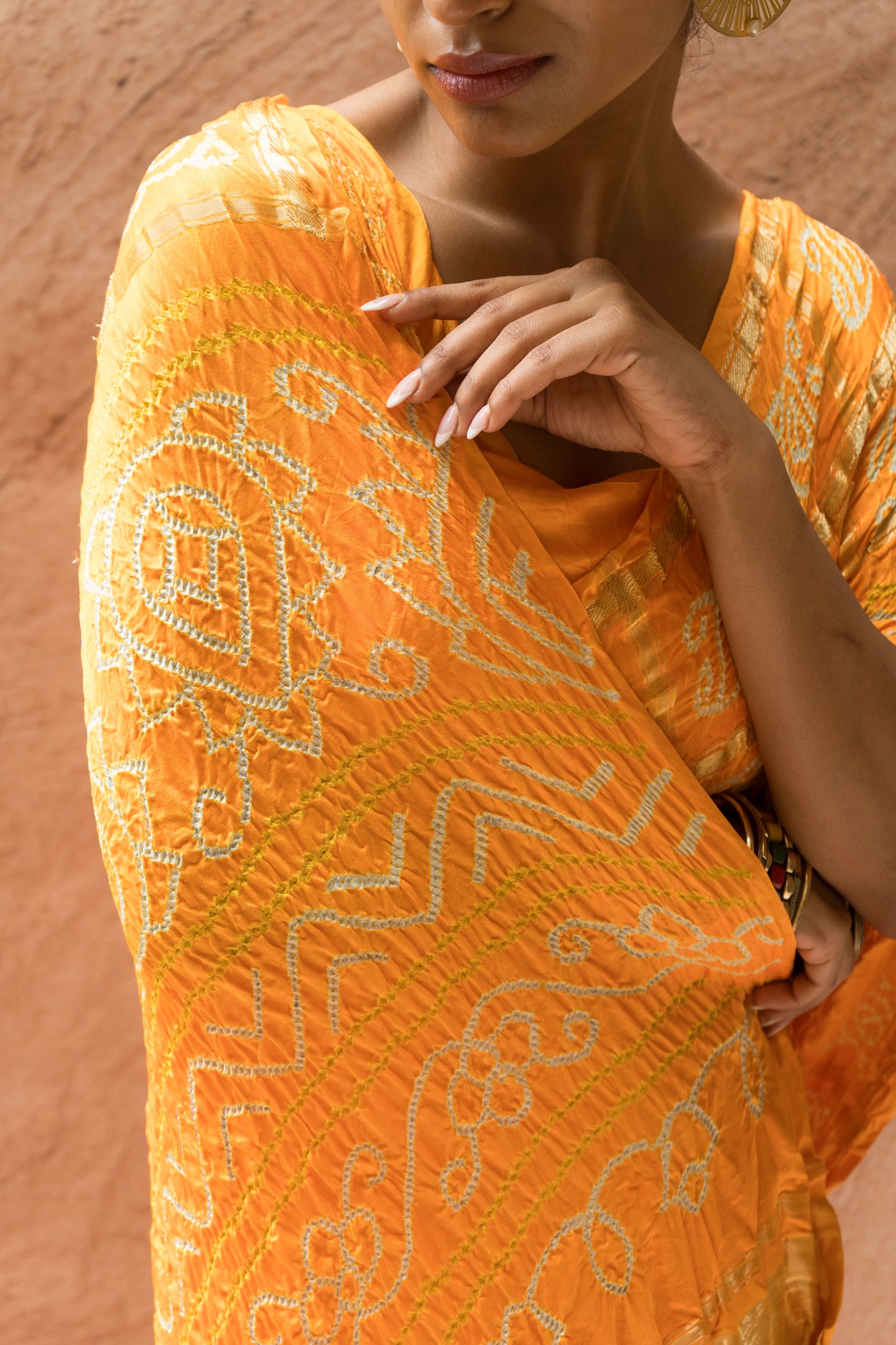 Gajji Gharchola Yellow Bandhani Saree