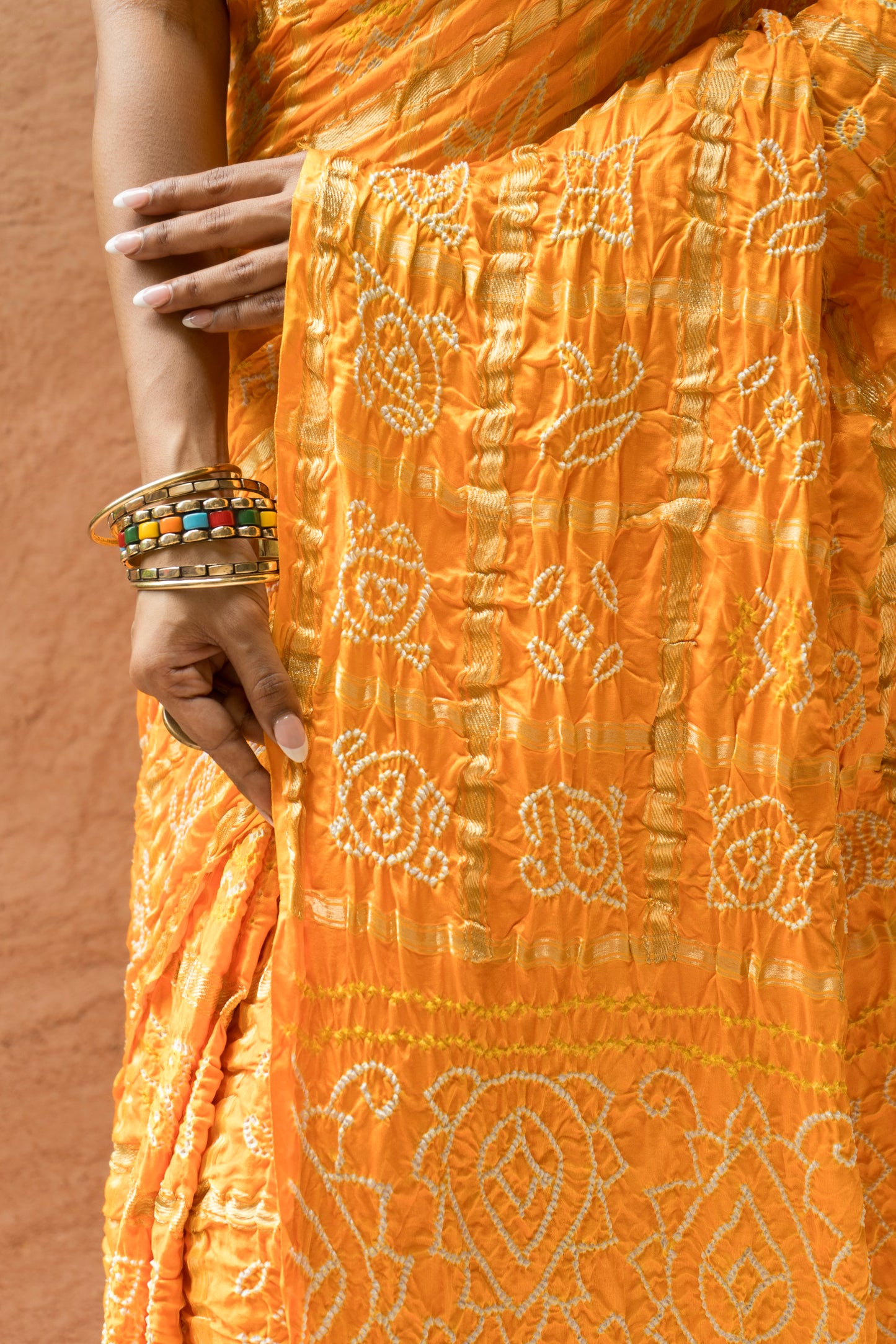 Gajji Gharchola Yellow Bandhani Saree