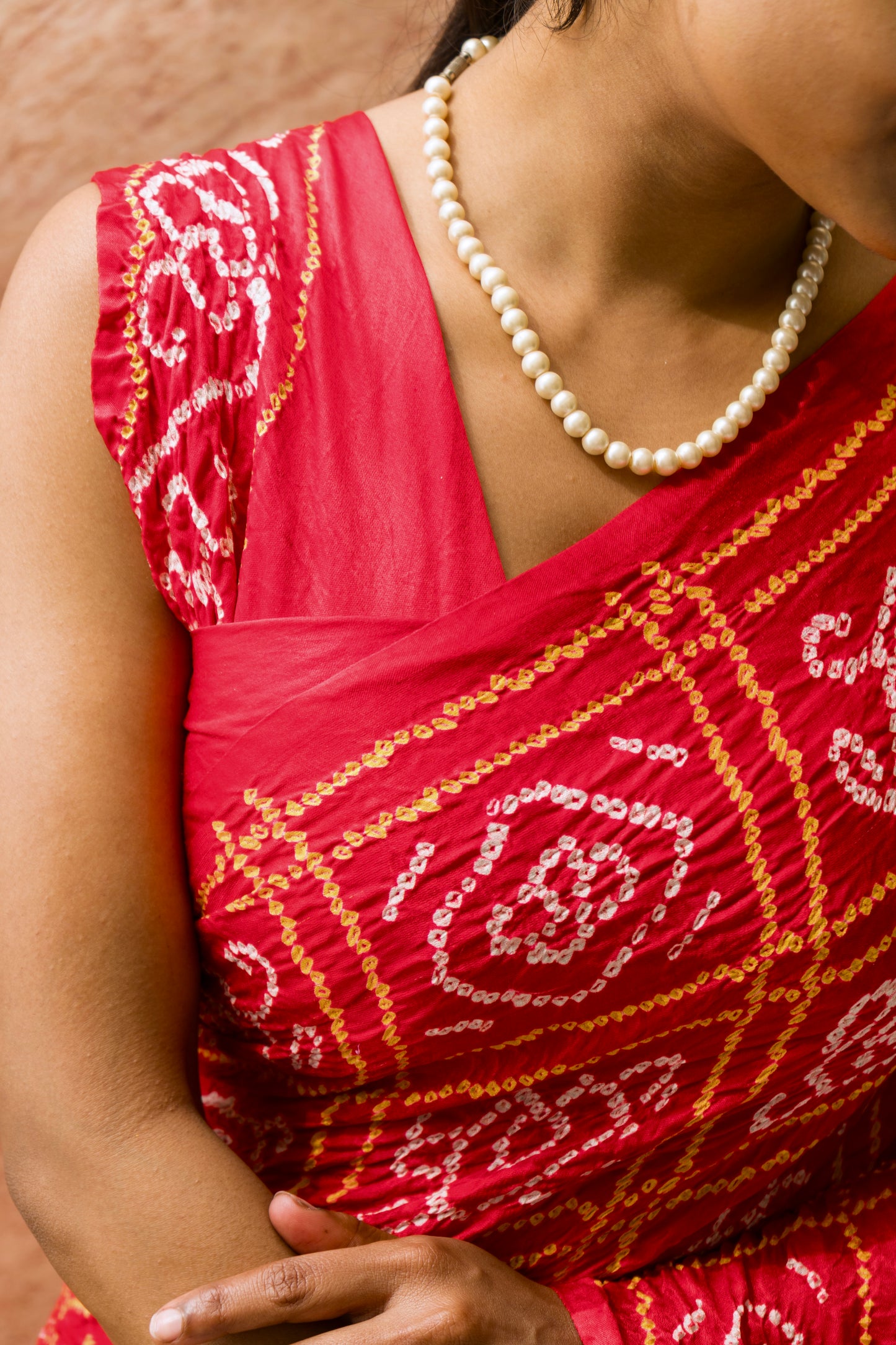 Gajji Gharchola Rai Dana Red Bandhej Saree
