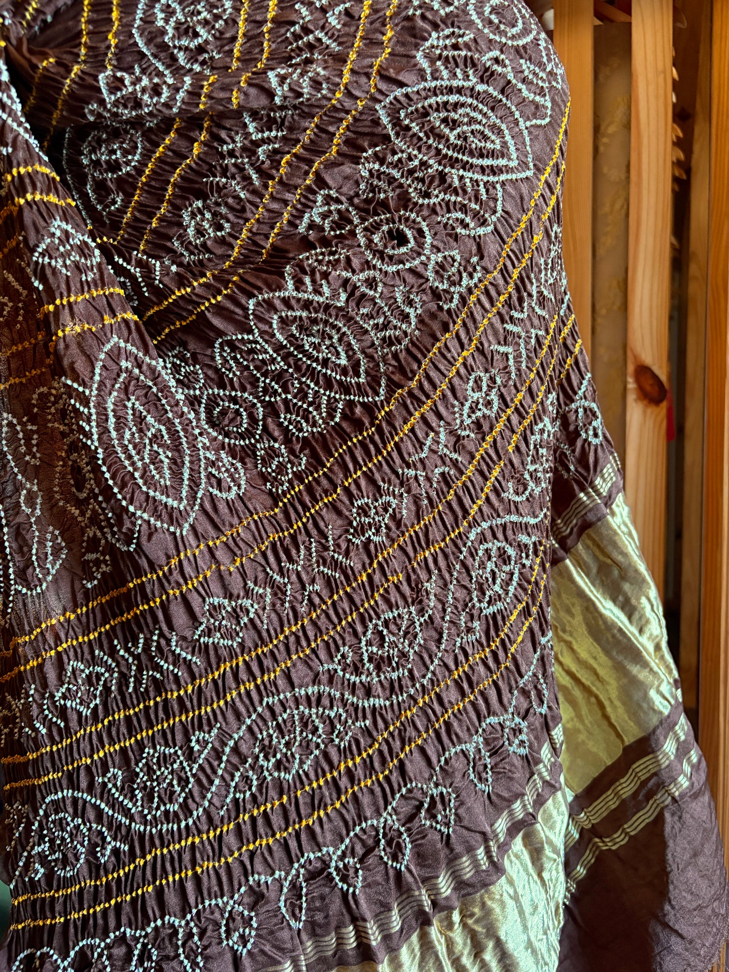 Blue-Grey-Brown Ombre Gajji Rai Dana Saree