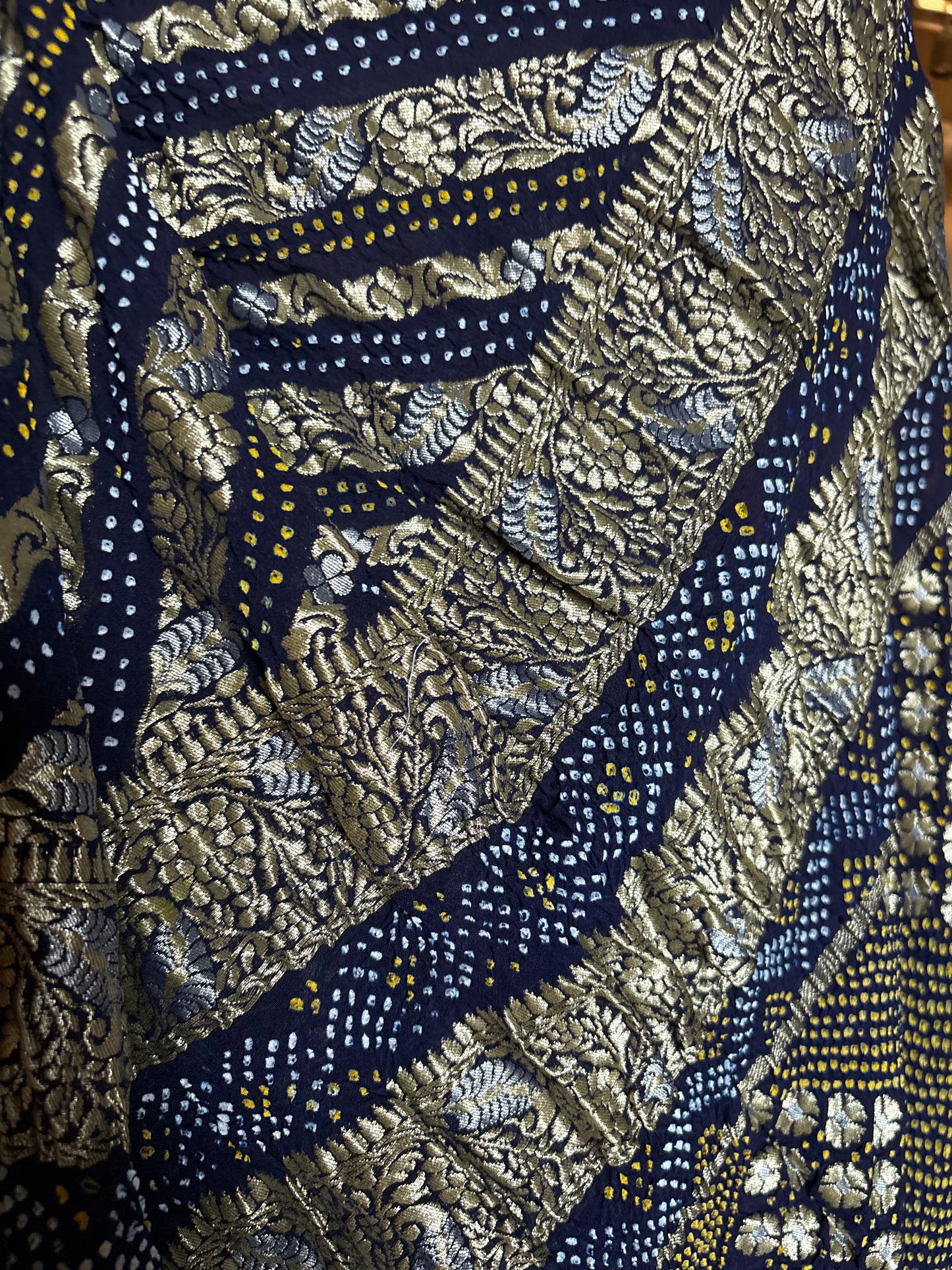 Georgette Double Border Leheriya Bandhej- Royal Blue Saree