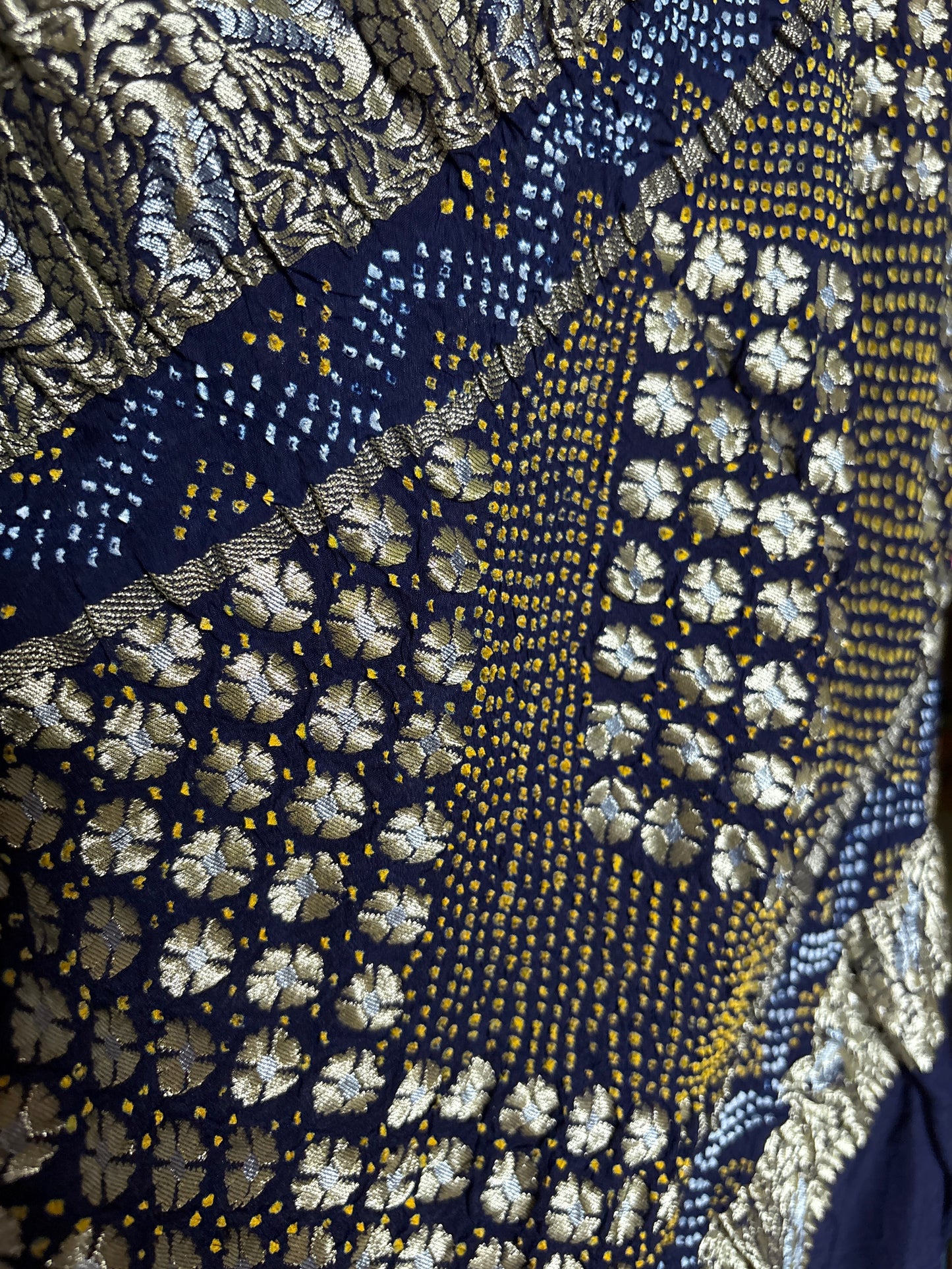 Georgette Double Border Leheriya Bandhej- Royal Blue Saree