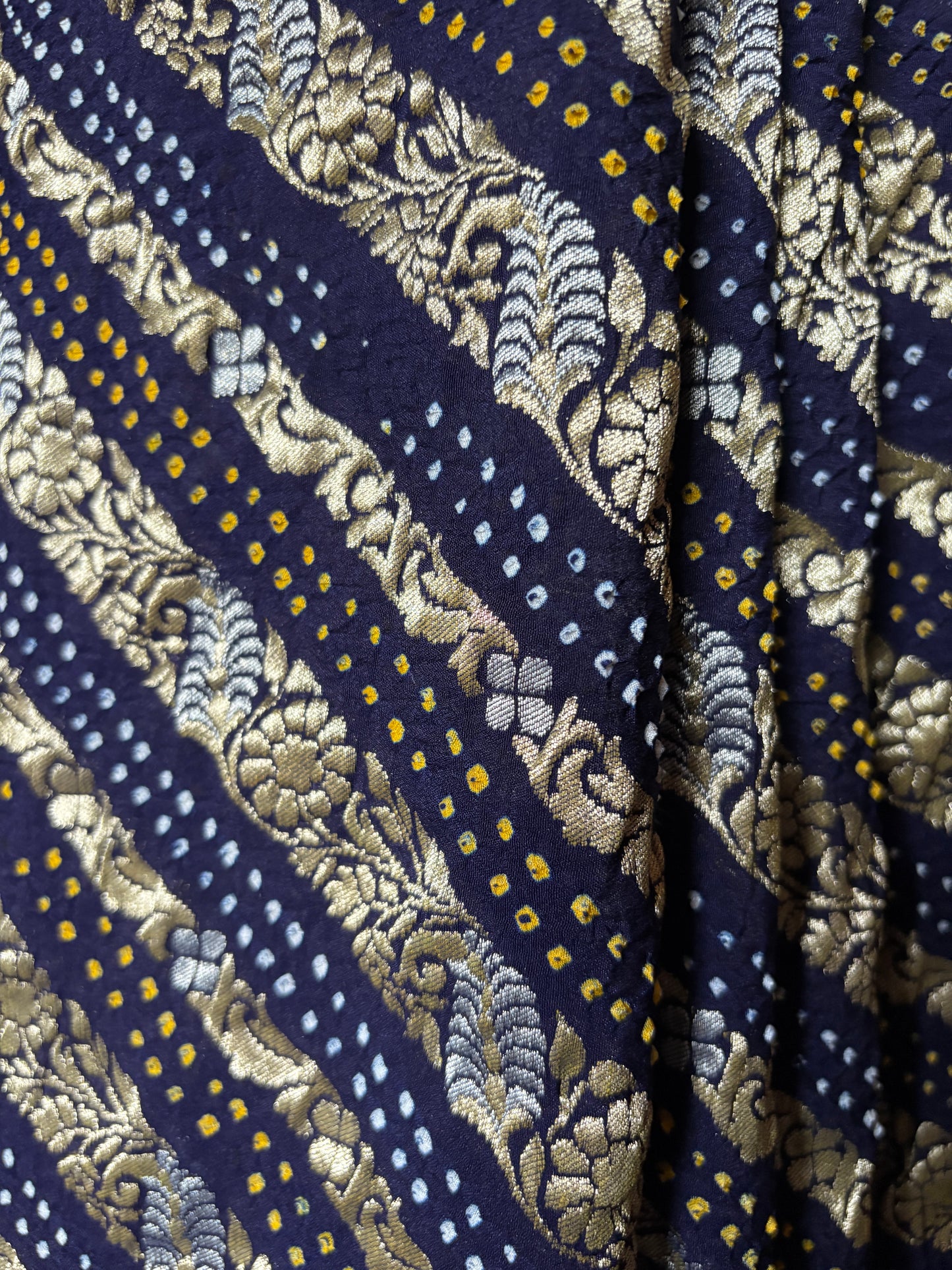 Georgette Double Border Leheriya Bandhej- Royal Blue Saree