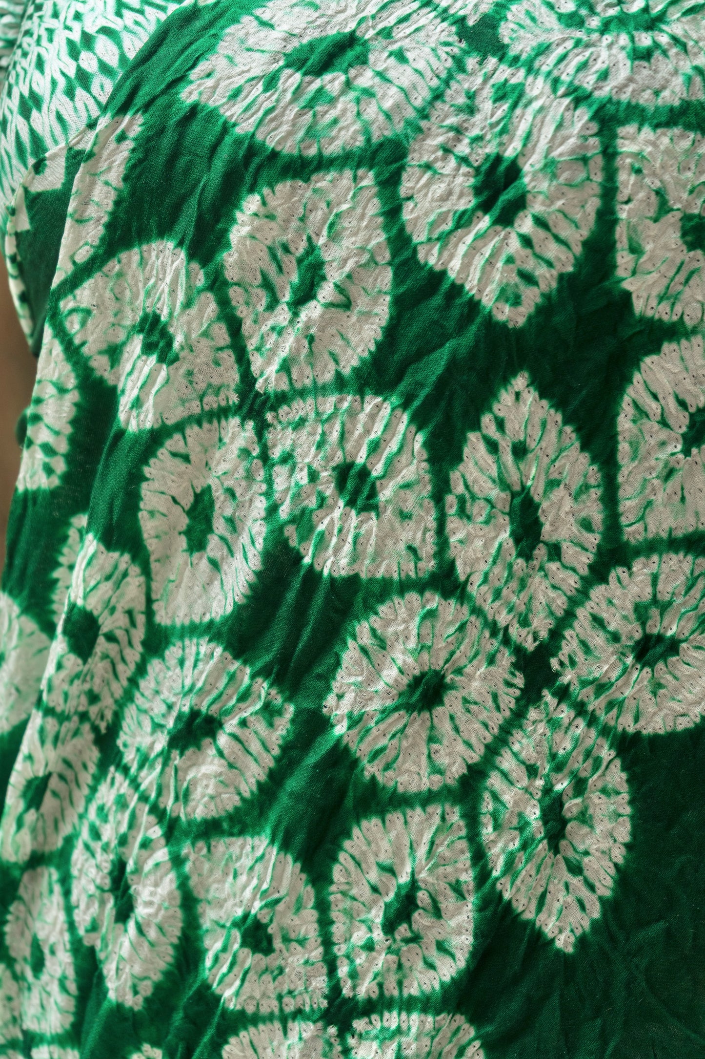 Gajji Shibori Bandhej Green Saree