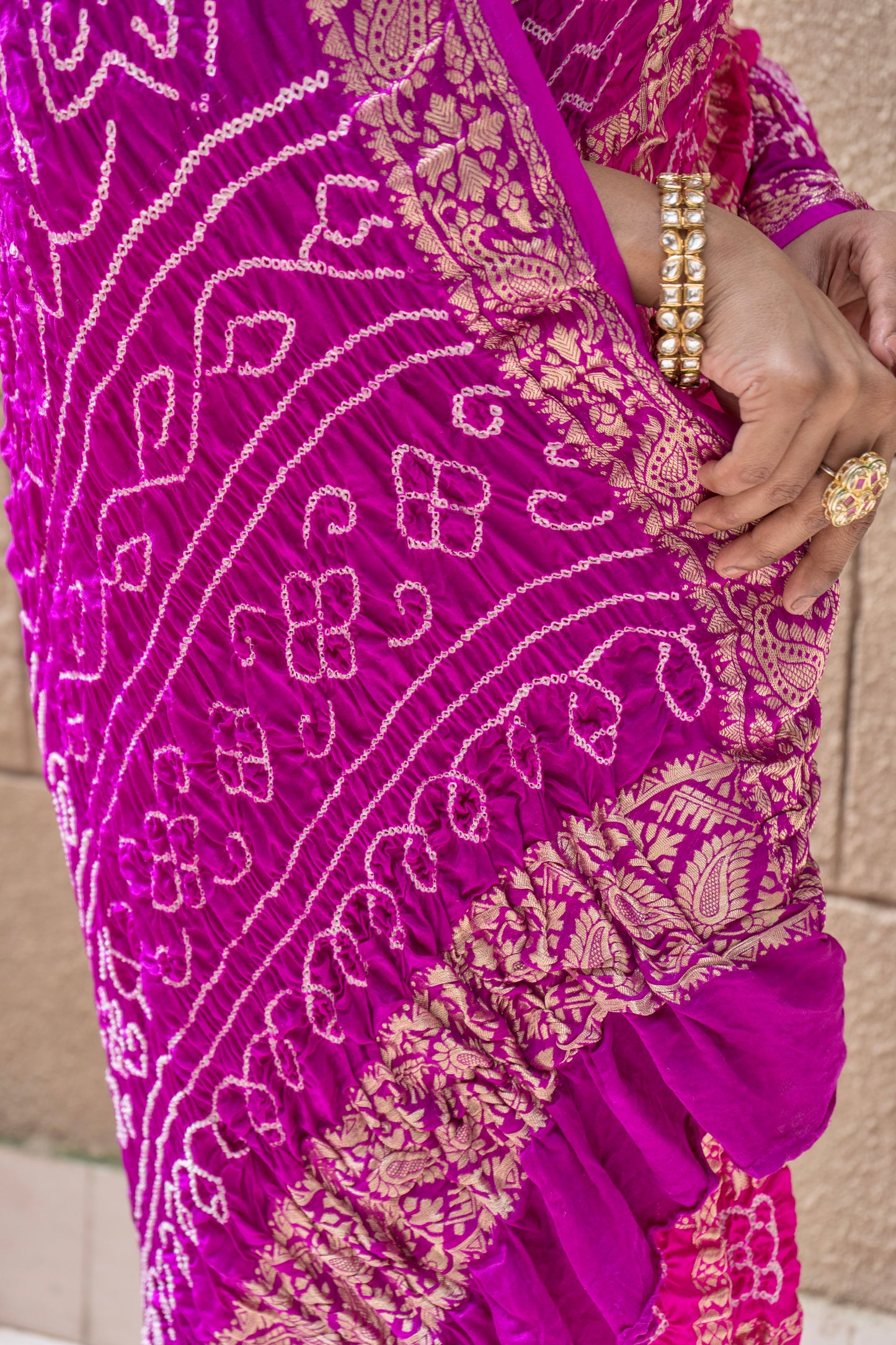 Gajji Naqshi Gharchola Rai Dana Pink-Purple Saree
