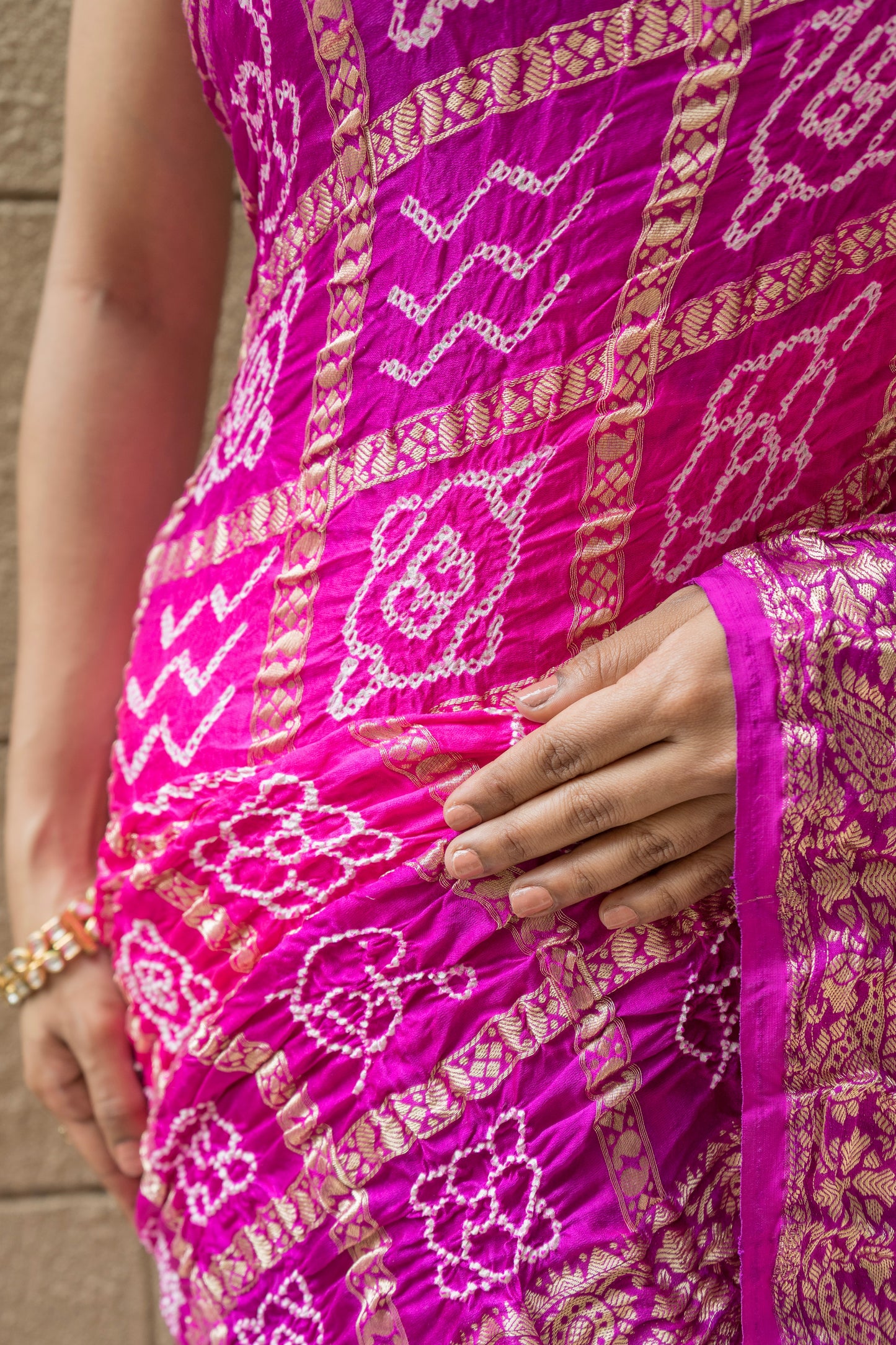 Gajji Naqshi Gharchola Rai Dana Pink-Purple Saree