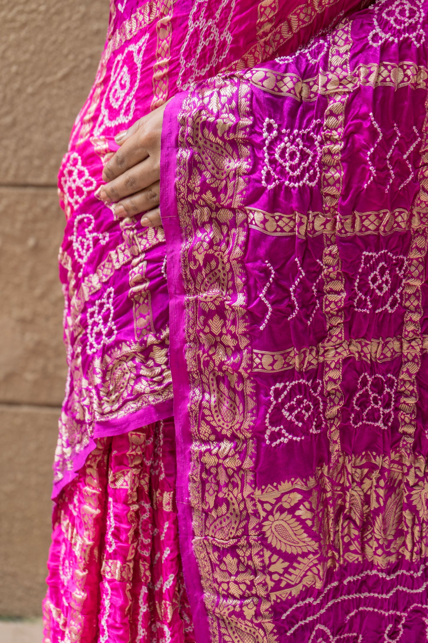 Gajji Naqshi Gharchola Rai Dana Pink-Purple Saree