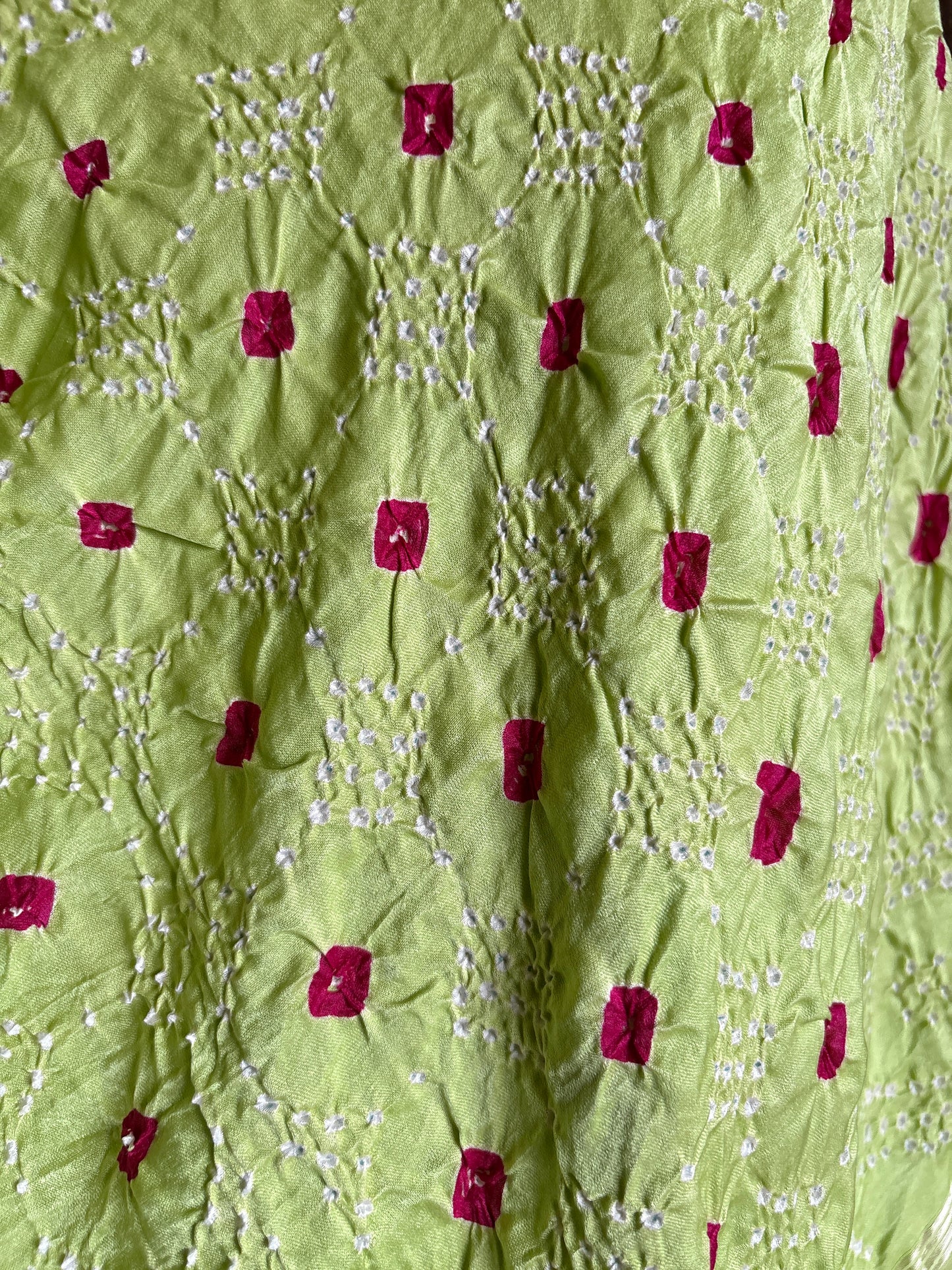 Gajji Pink Rai Dana-Pista Green Saree