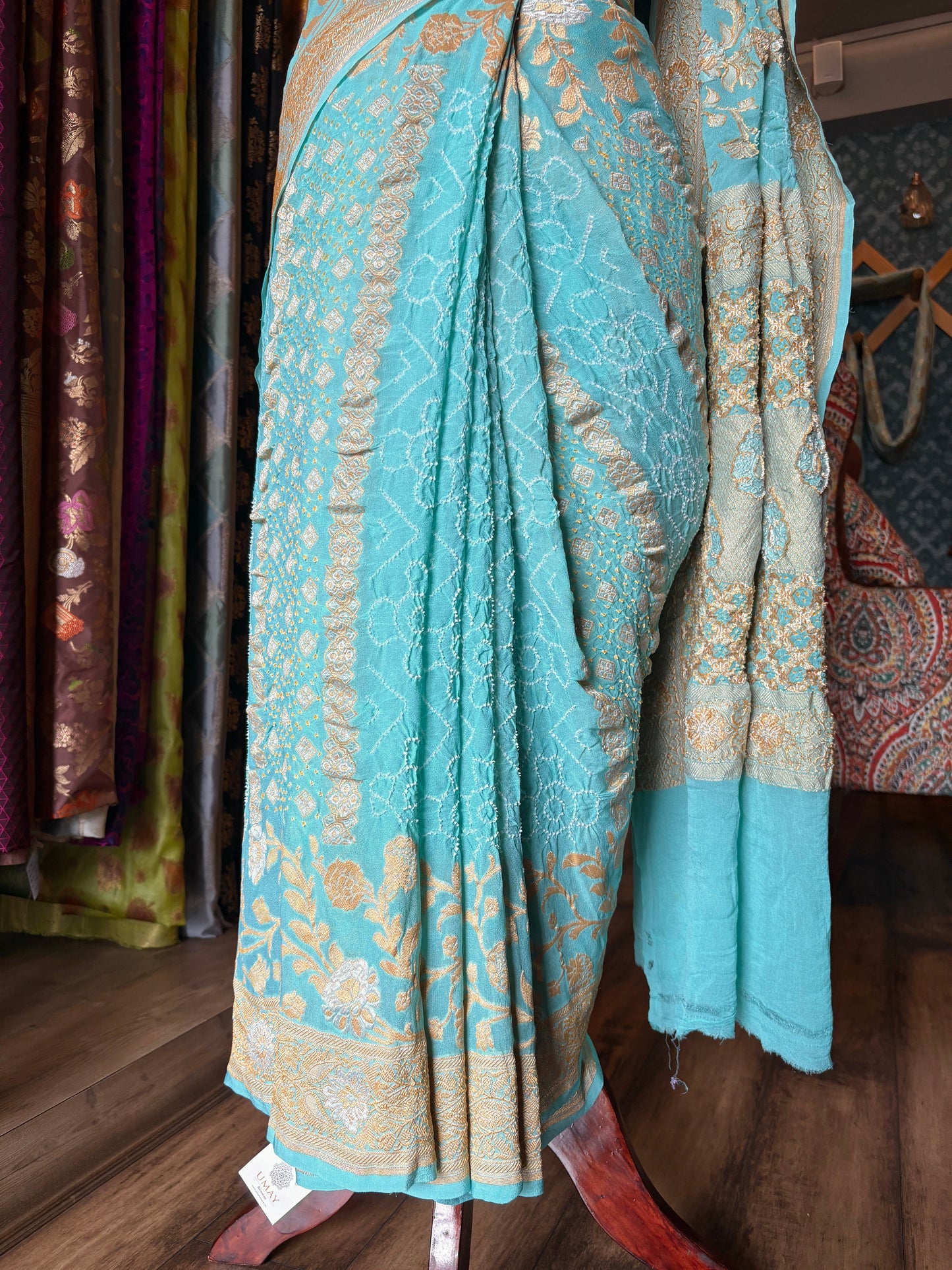 Georgette Sona Rupa Stripes Rai Dana Sky Blue Saree