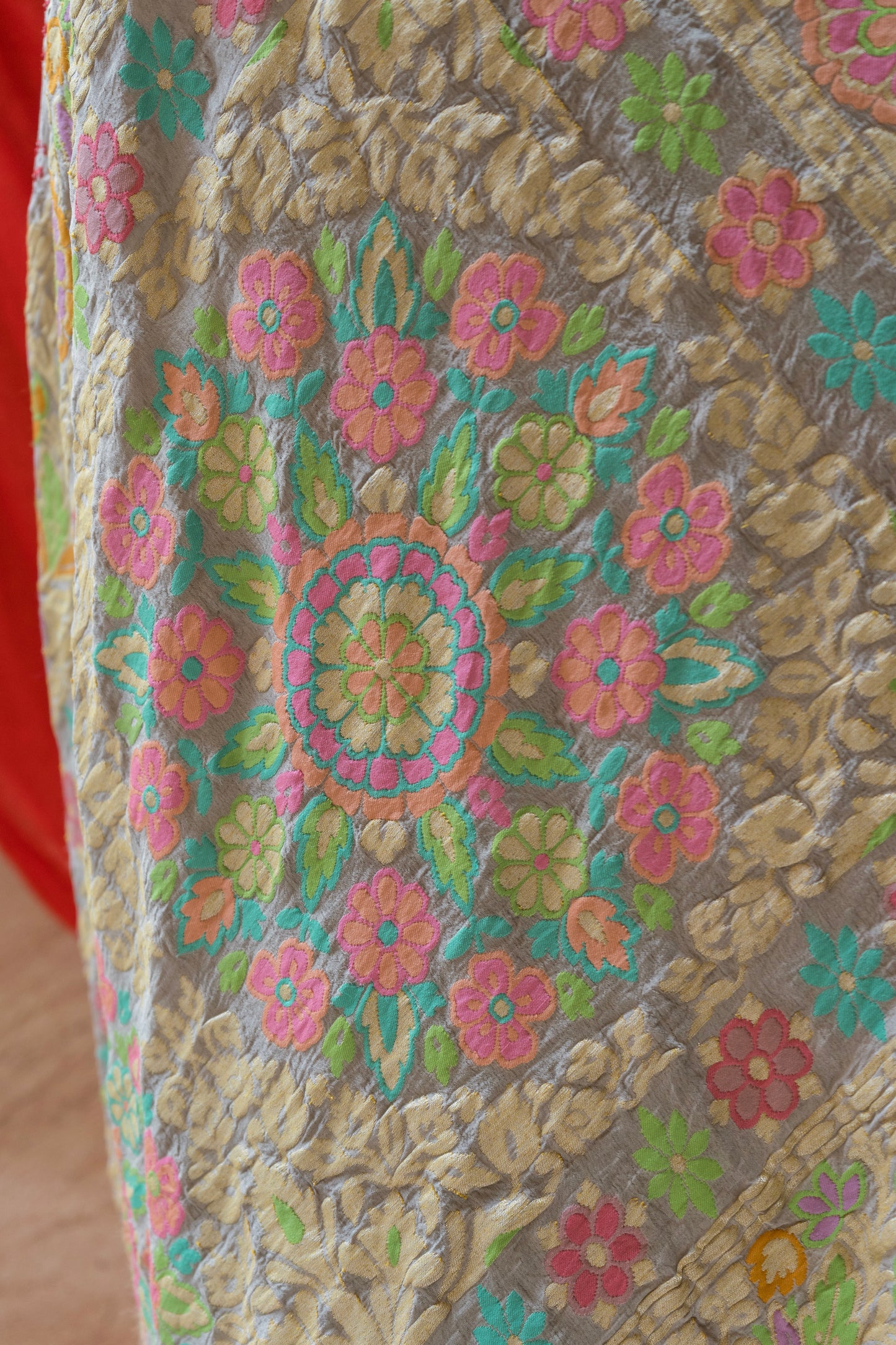 Georgette Mehrab Rai Dana Grey Bandhej Saree