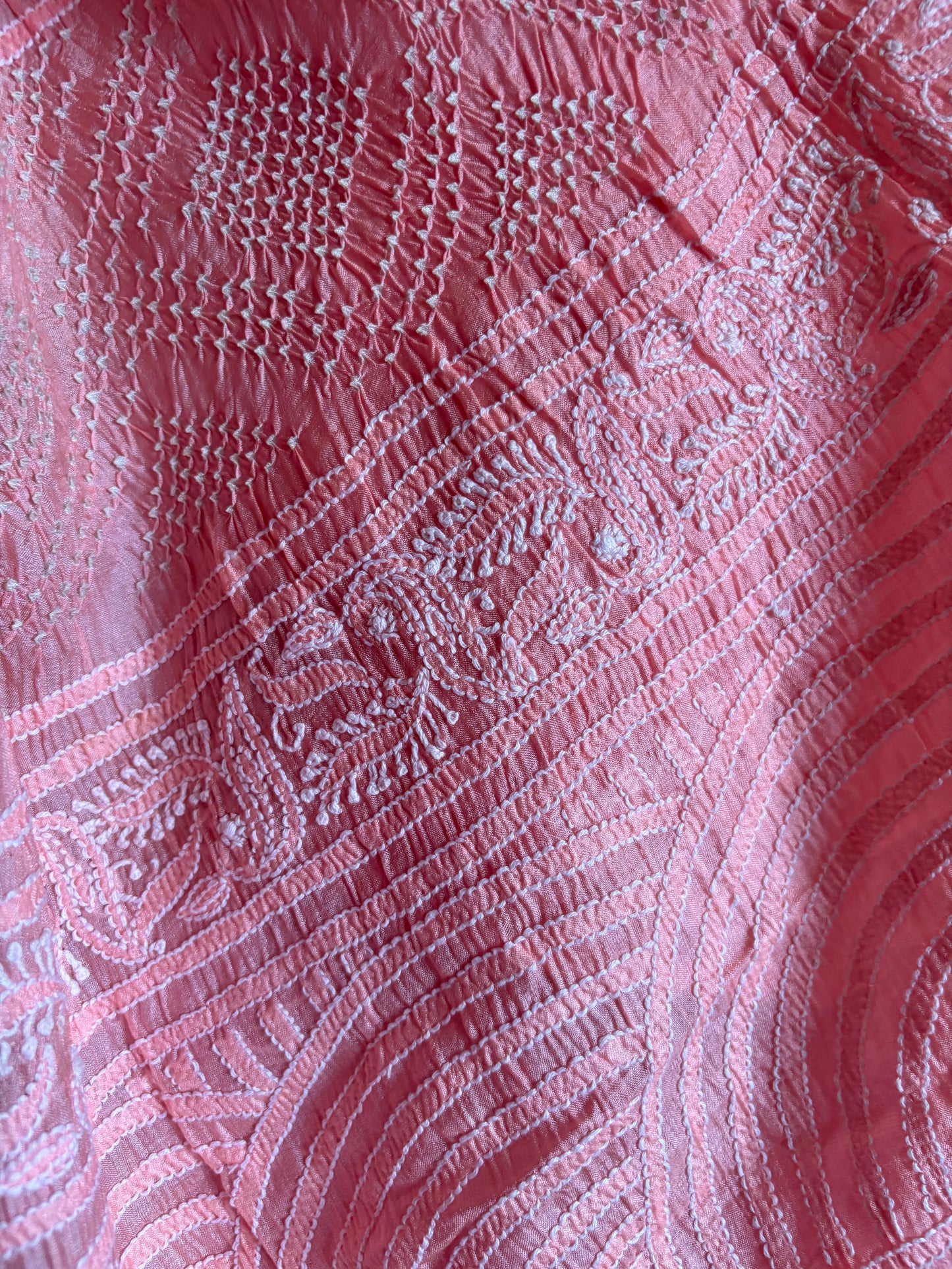 Tusser Lucknowi Rai Dana- Pastel Pink Saree