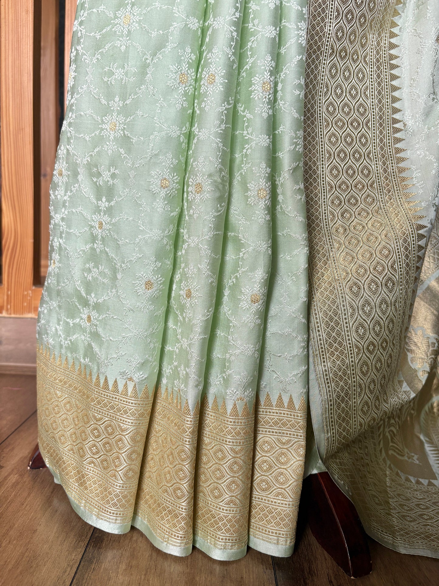 Resham Zari Mint Green Saree