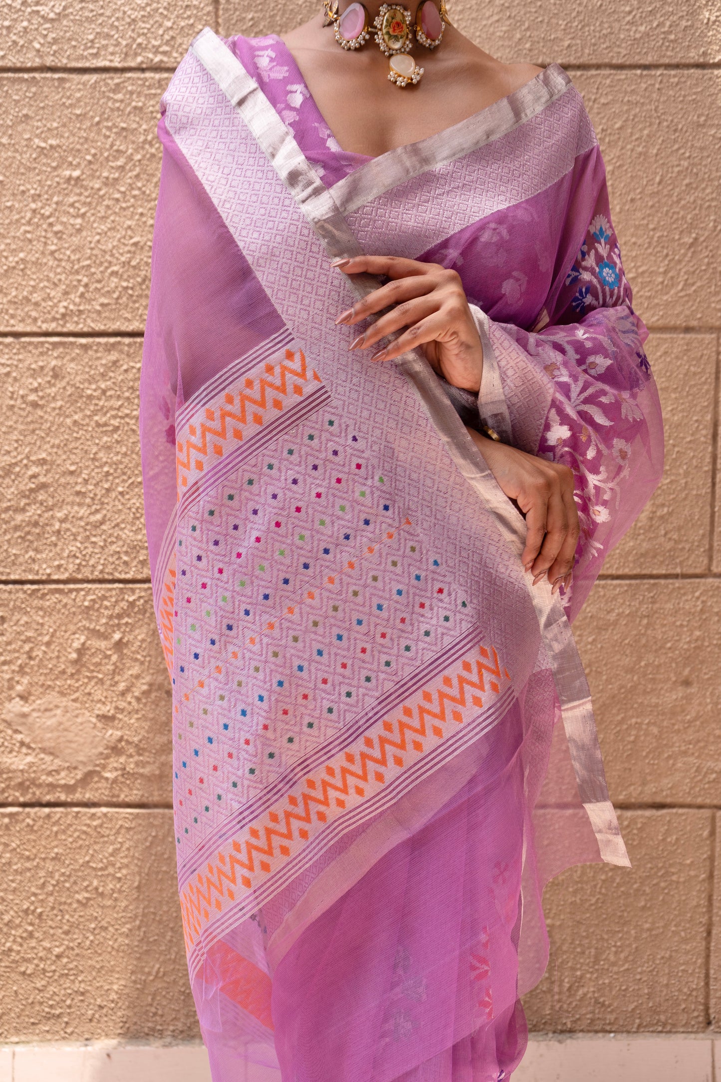 Khaddi Net Kadhua Lavender Saree