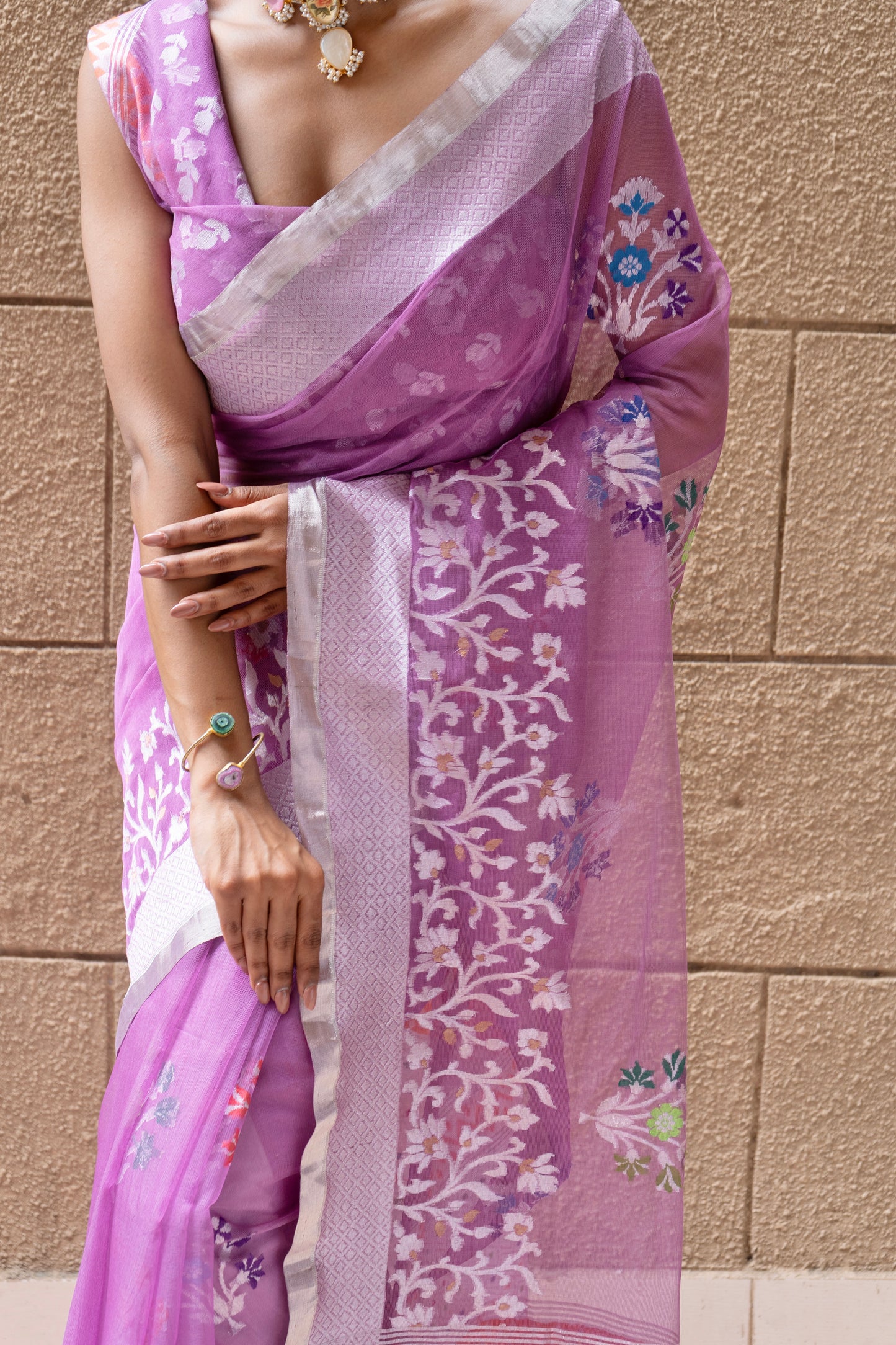 Khaddi Net Kadhua Lavender Saree