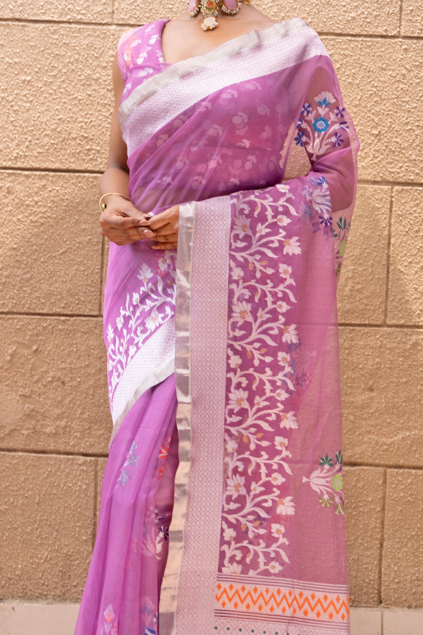 Khaddi Net Kadhua Lavender Saree