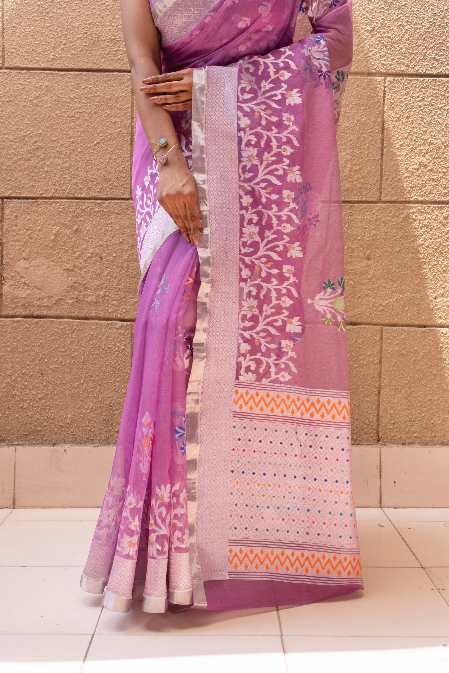 Khaddi Net Kadhua Lavender Saree