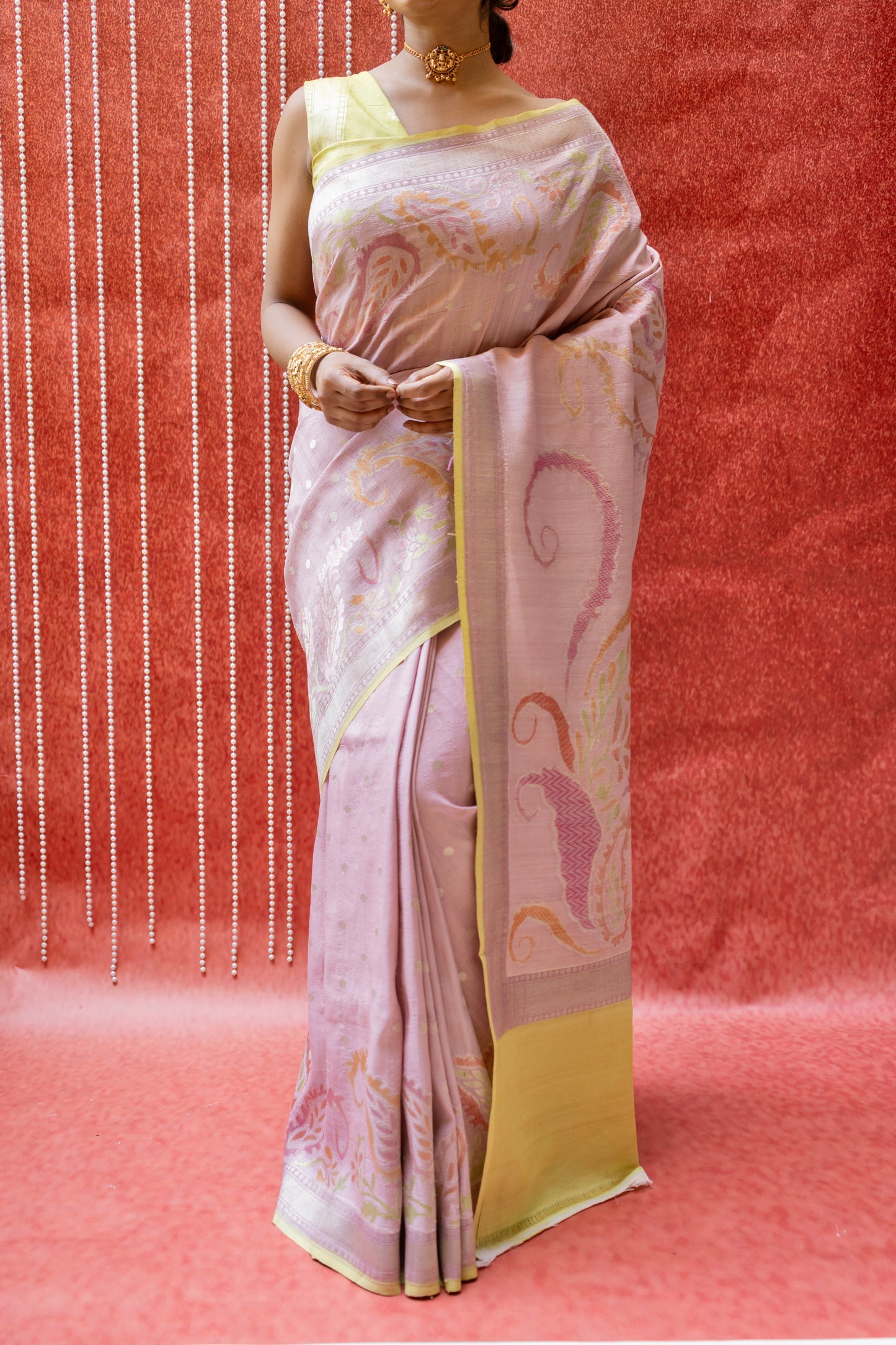 Tussar Patola Pastel Pink Saree