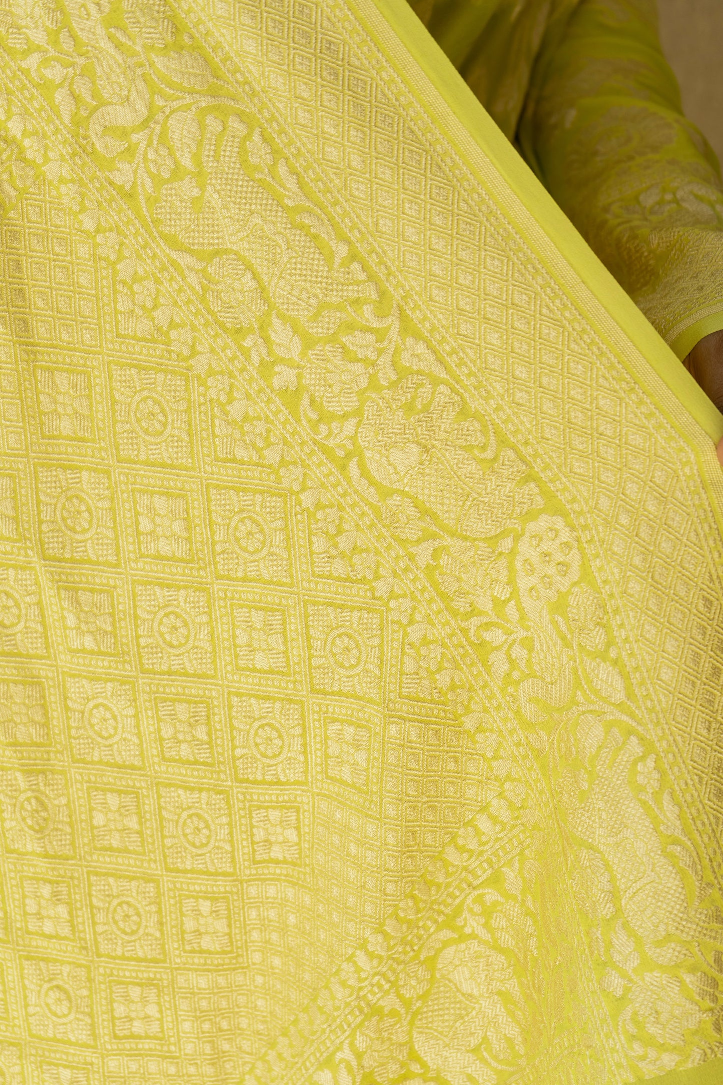 Shikargah Khaddi Neon Green Saree
