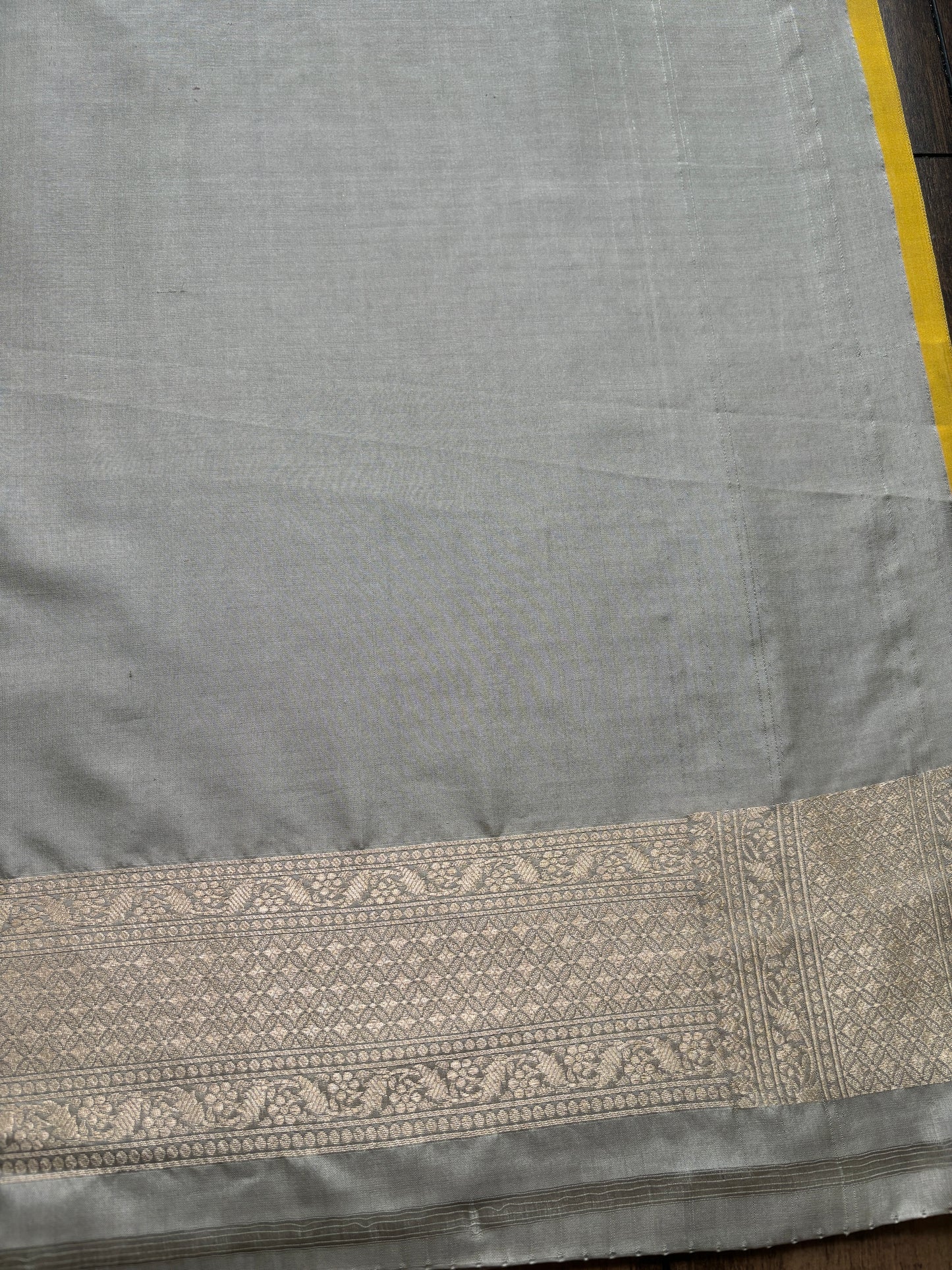 Light Grey Jaal Katan Saree