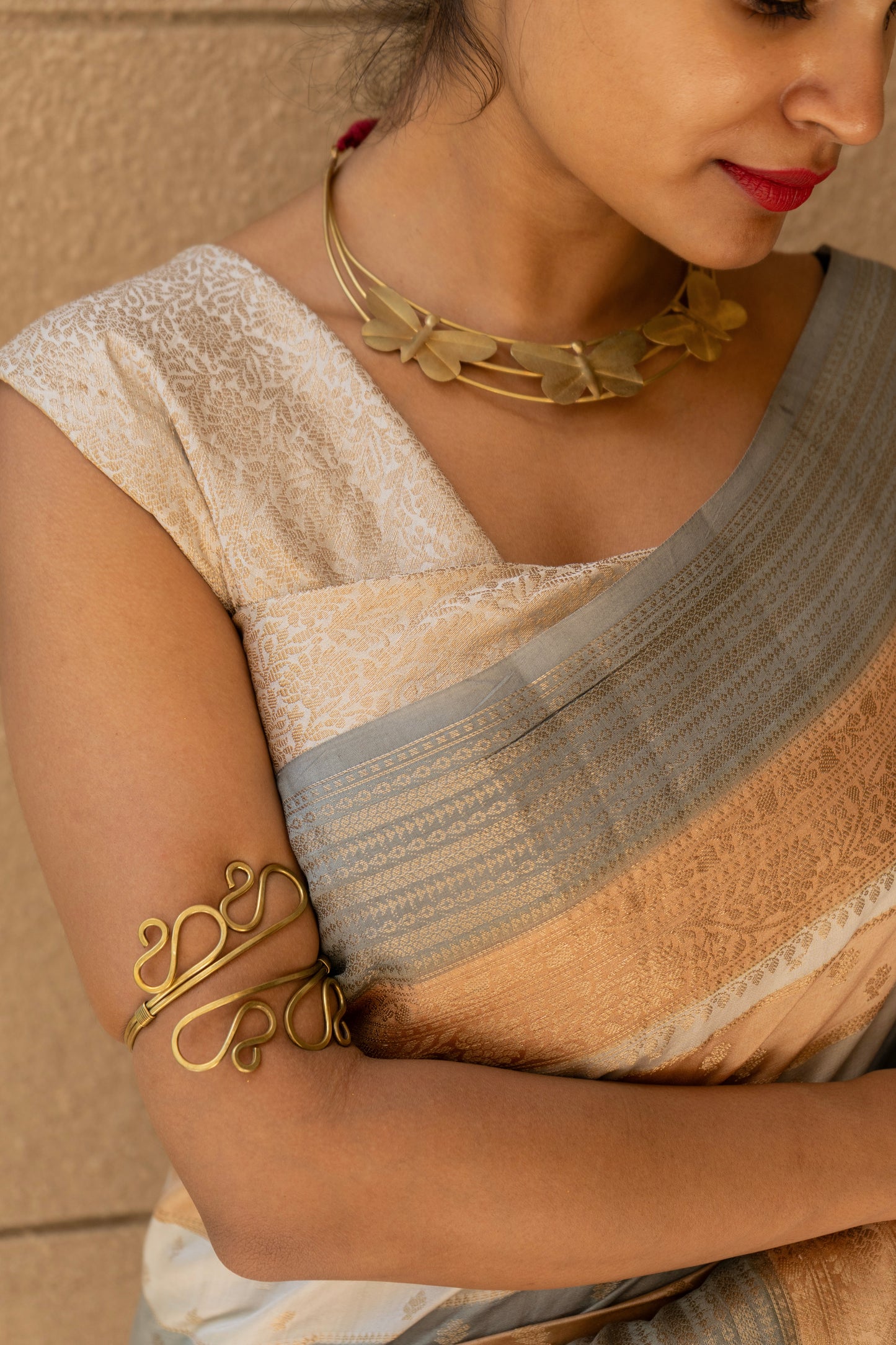 Shaded Chiniya Handloom Saree (Blue-Beige)