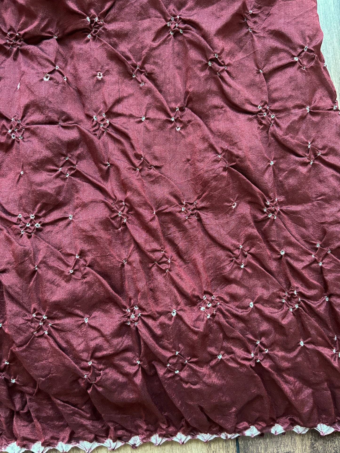Chiniya Zig-Zag Rani-Magenta Bandhej Saree