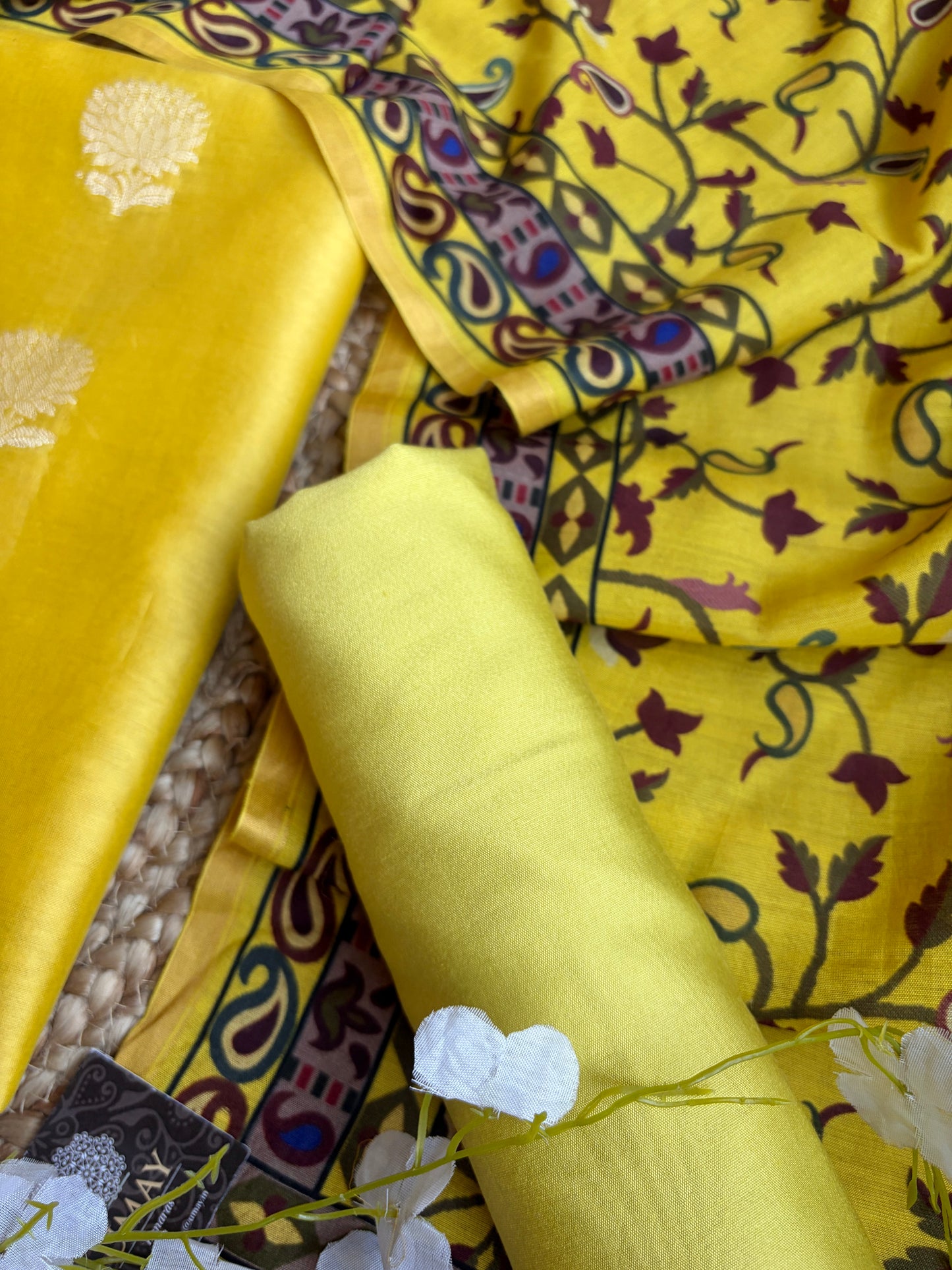 Handloom Printed Mustard Yellow Set