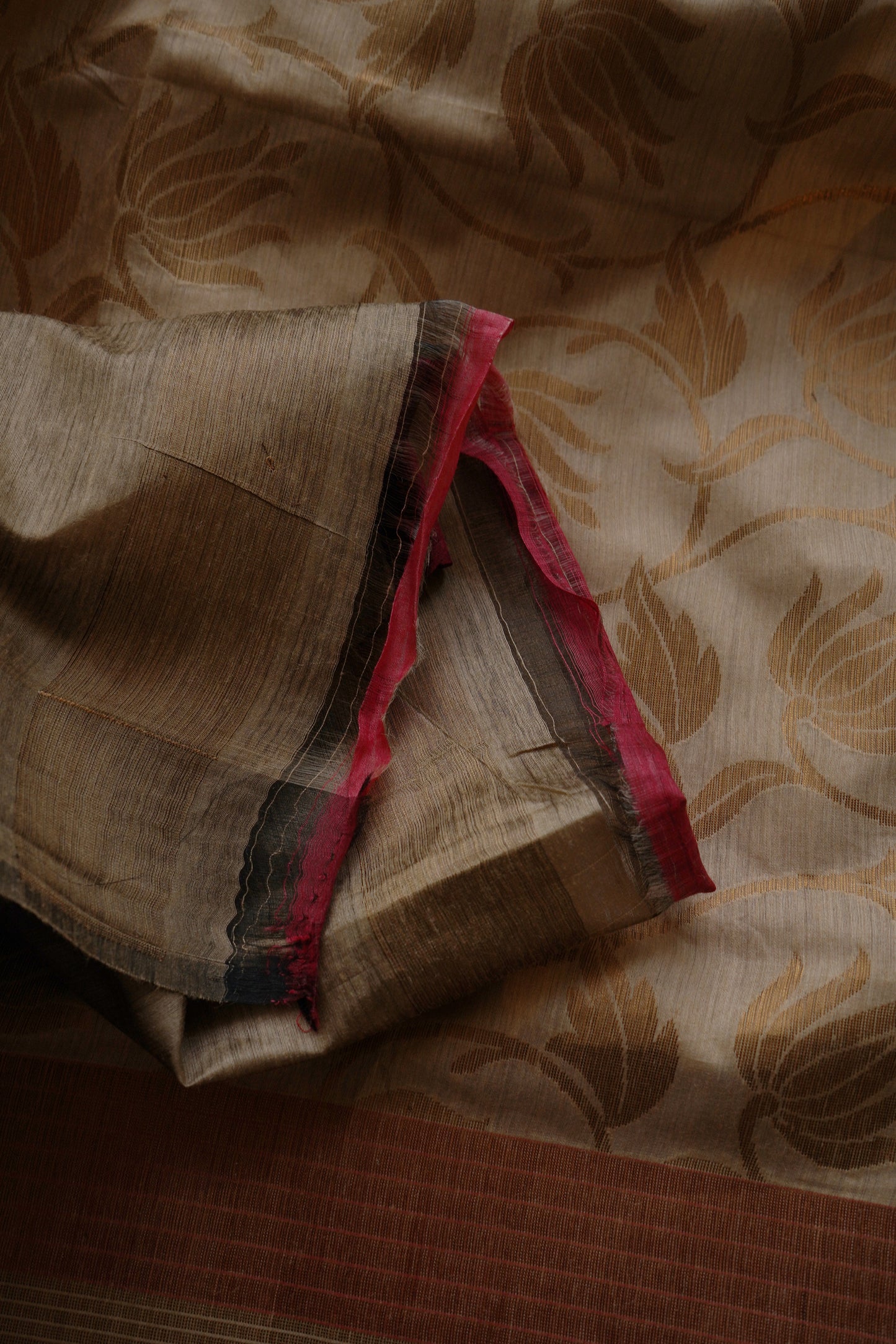 Matka Silk Saree (Chikoo)