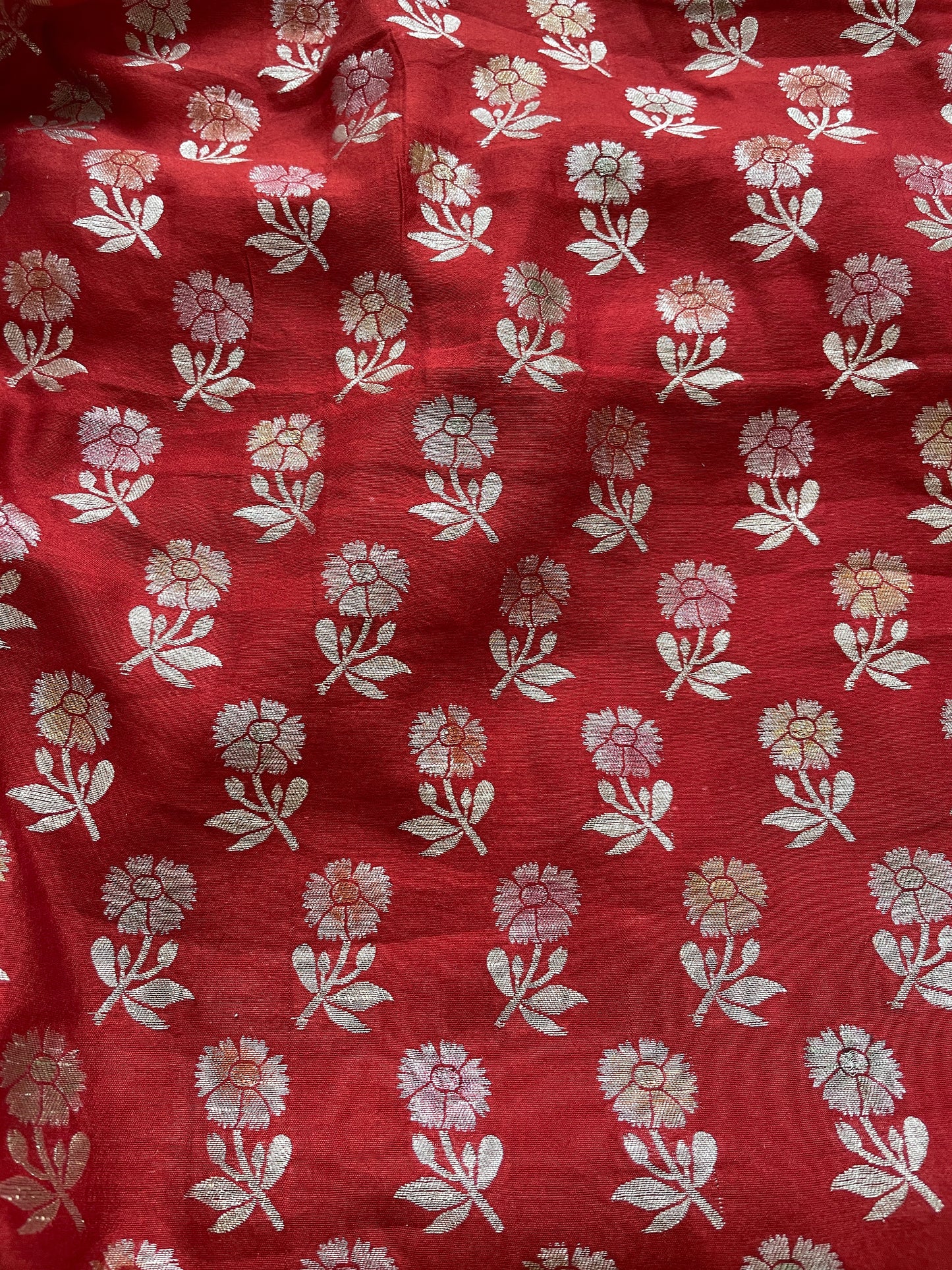 Red Palm Silk Fabric