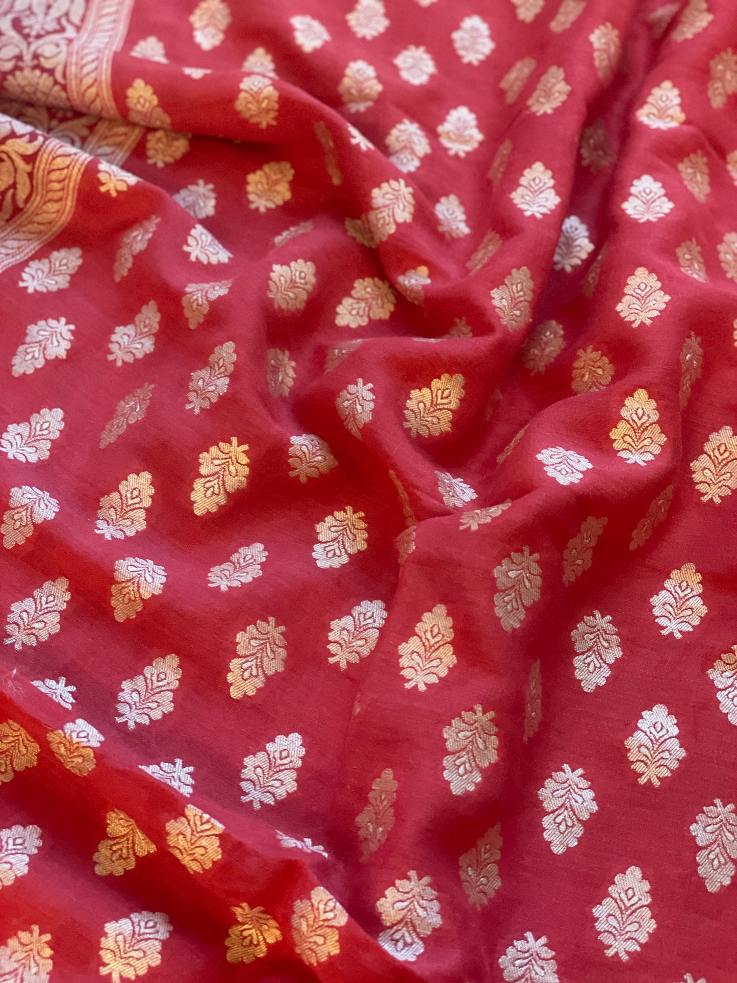 Reddish Pink Moonga Silk Dupatta