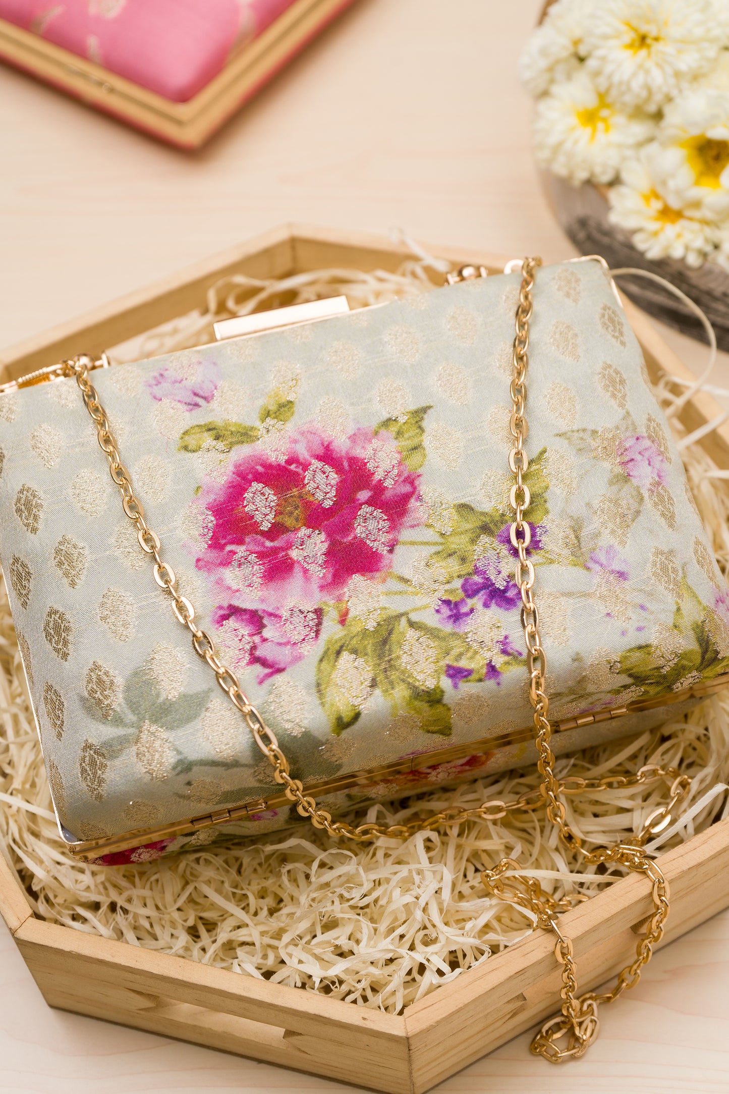 Digital Print Weaving Pista Clutch