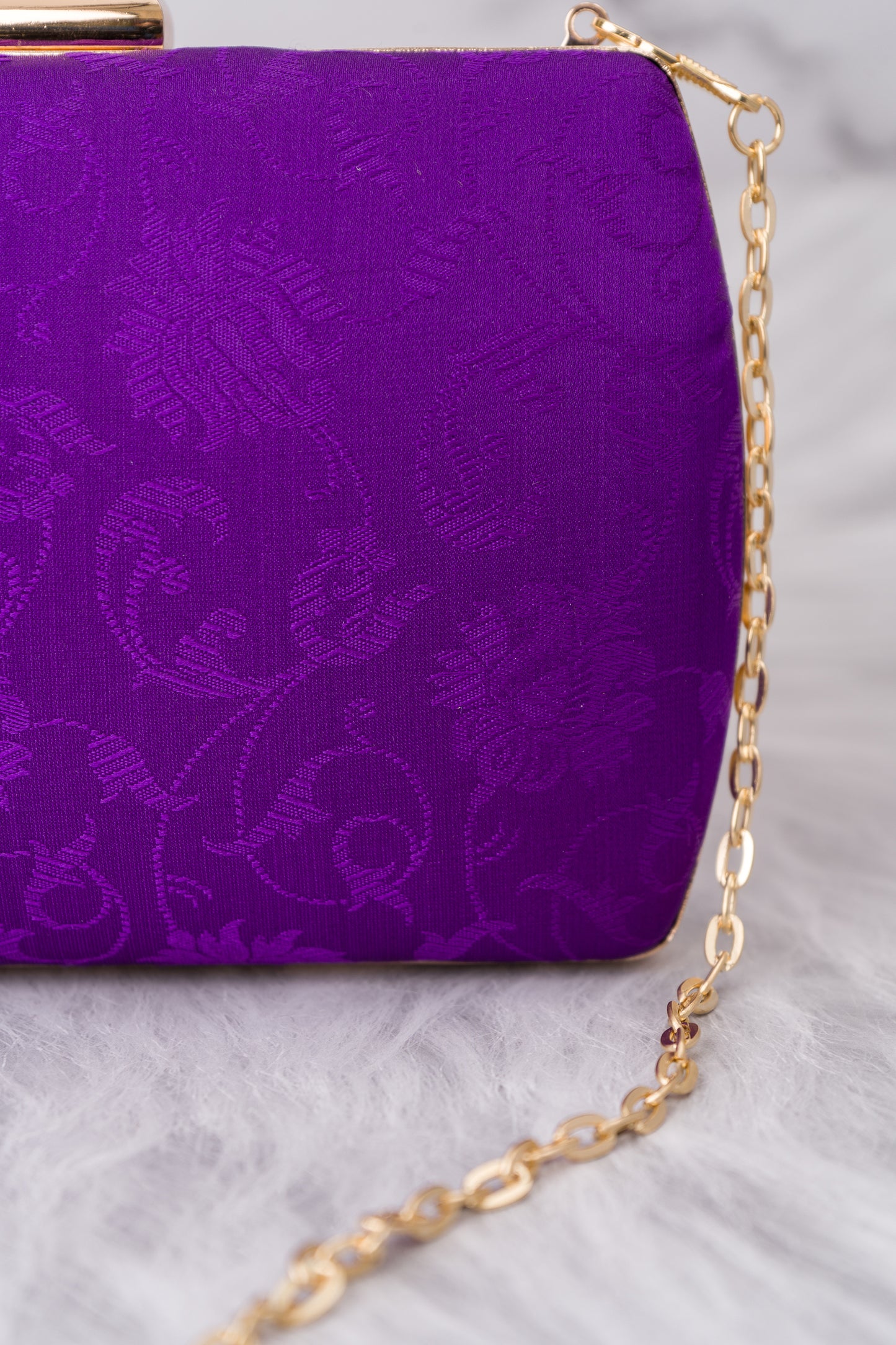 Purple Resham Tanchoi Clutch